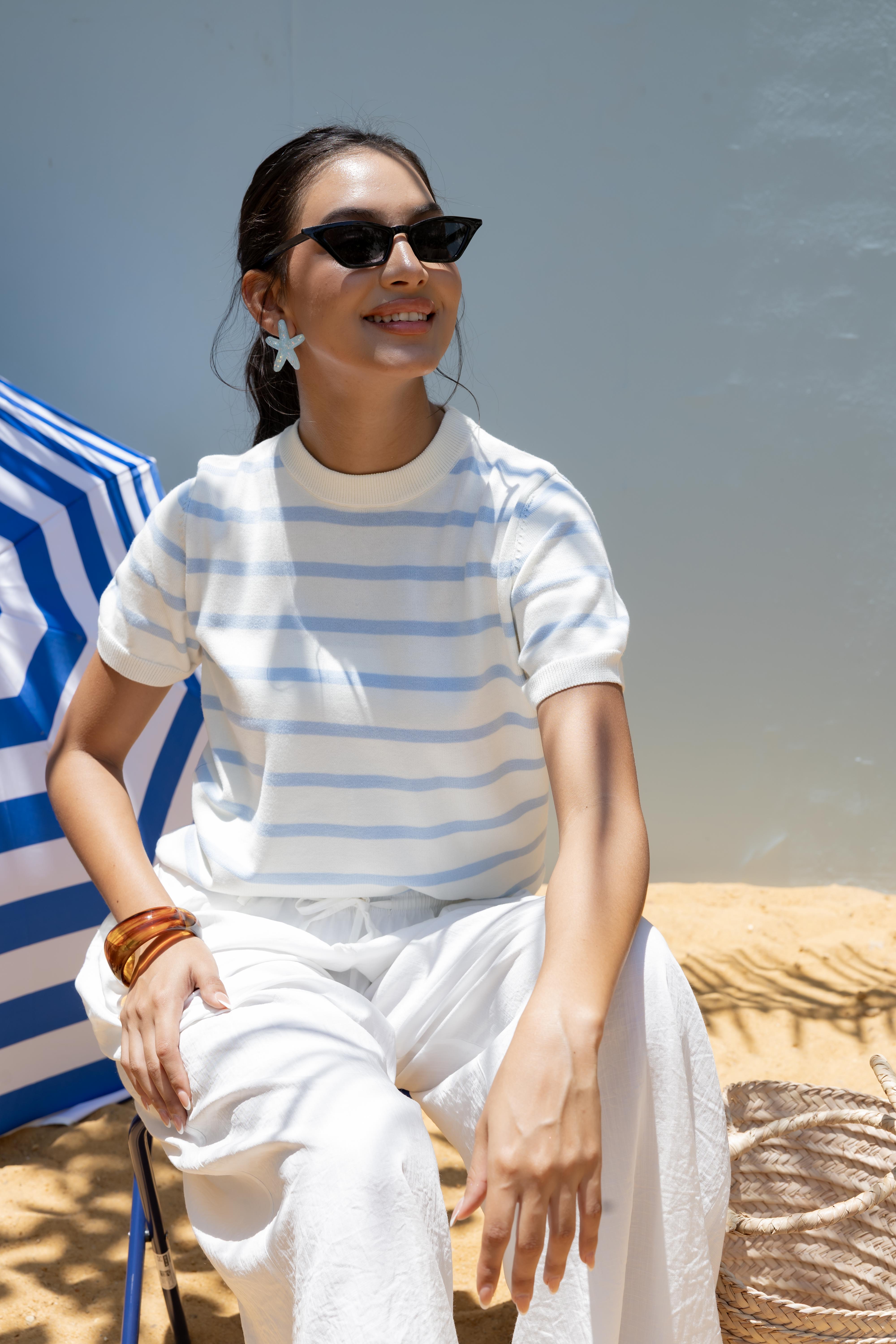 Basic Knitwear Body With Colorful Stripes