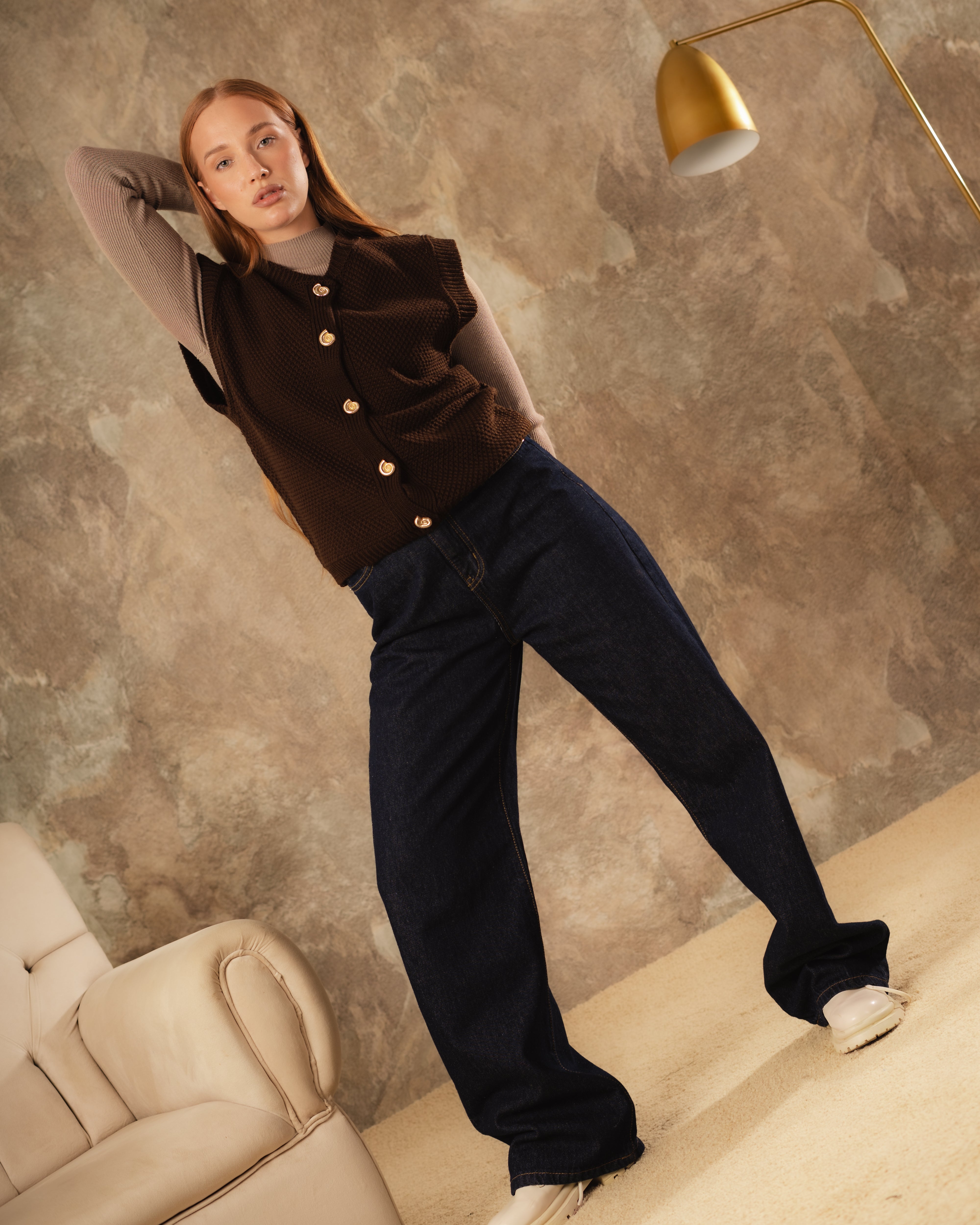 Knitwear Vest – Gold Button