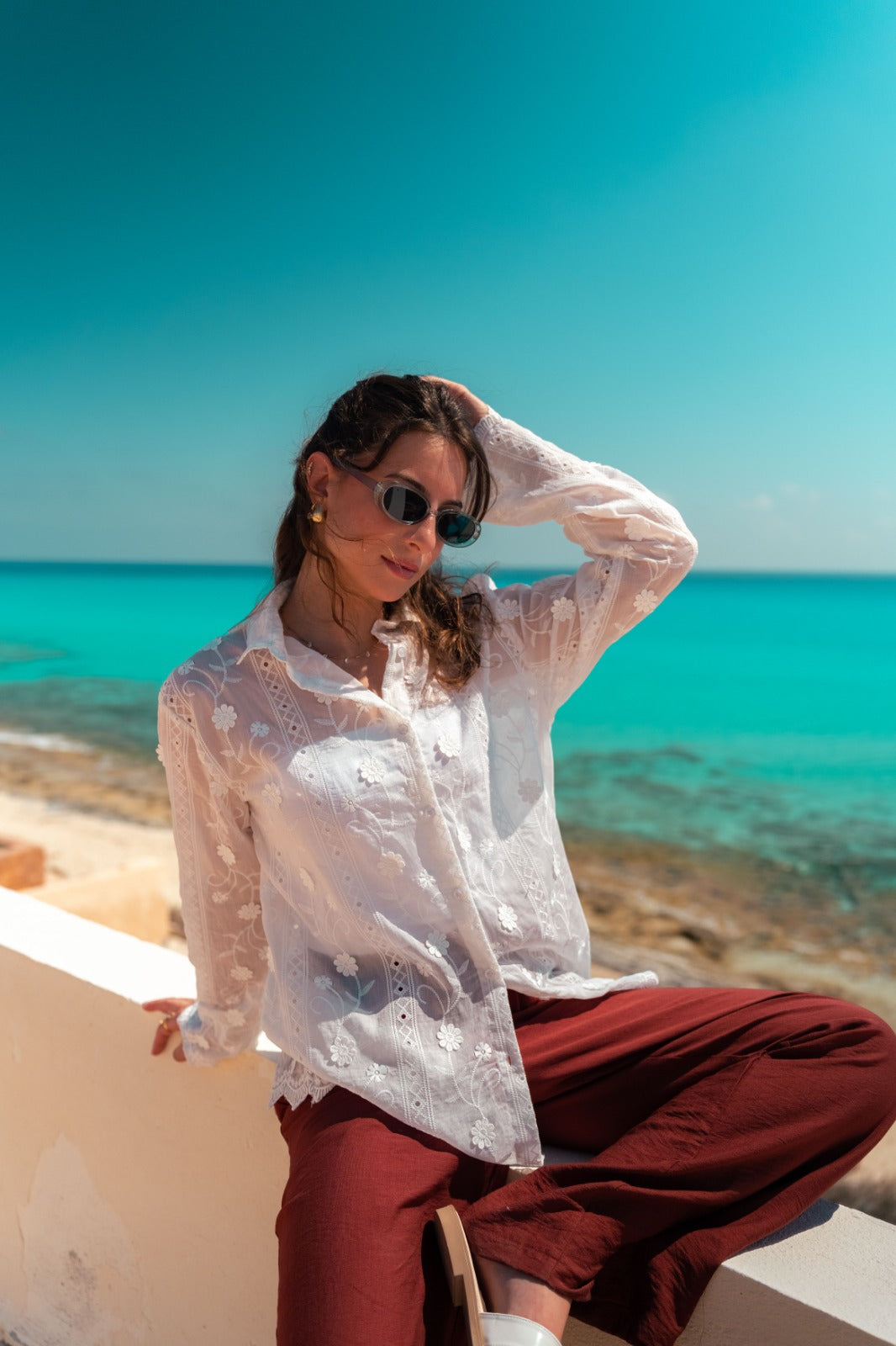 Embroidered floral shirt