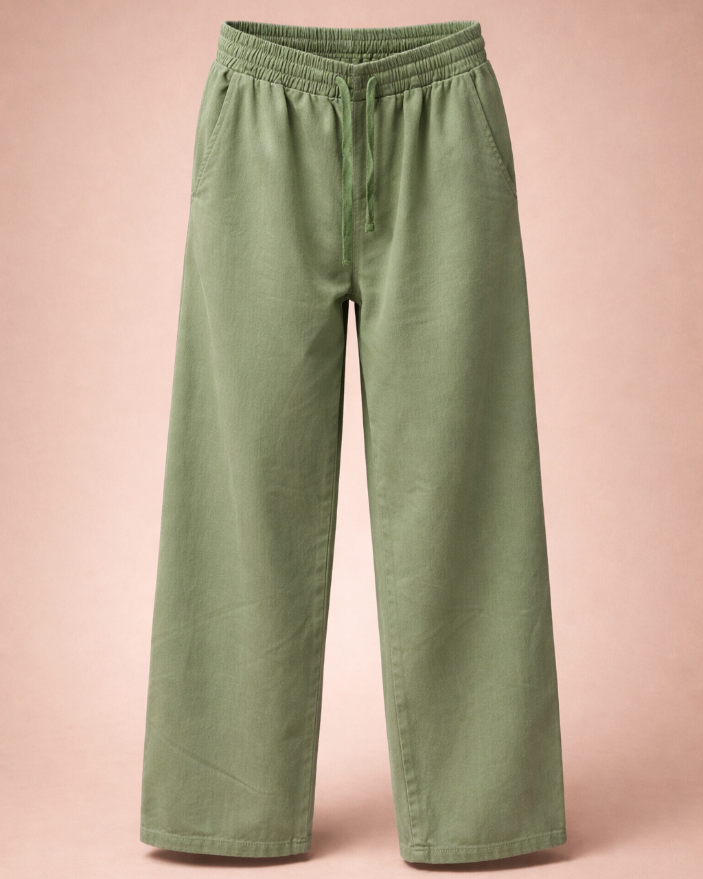 Gabardine Trouser - (Wide-Leg) With Drawstring