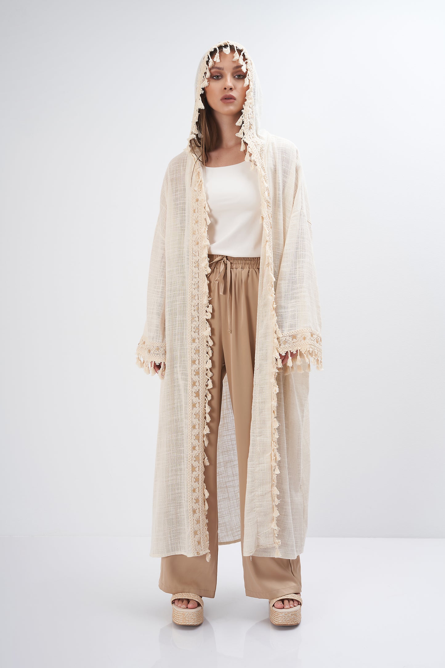 Linen Kimono  - (with Hand-Tied Chest Sash)