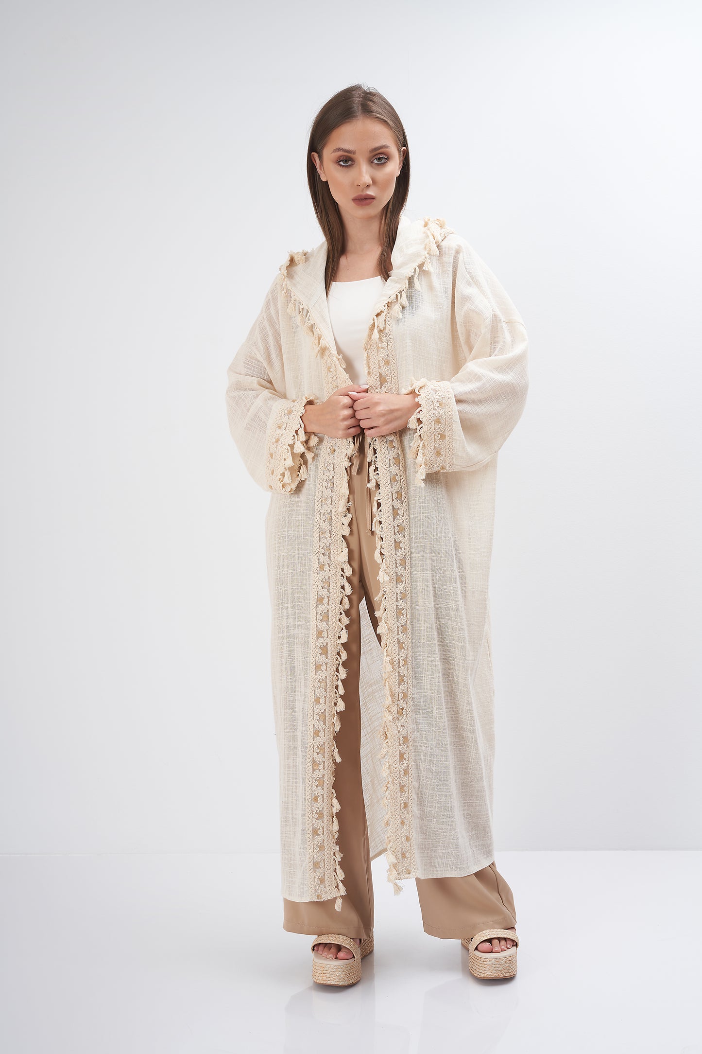 Linen Kimono  - (with Hand-Tied Chest Sash)