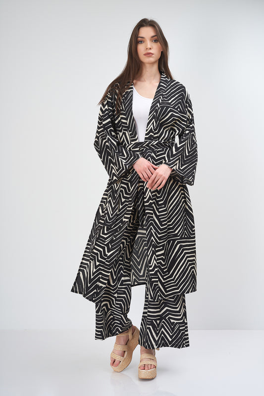 Printed kimono - (with a zigzag - pattern)