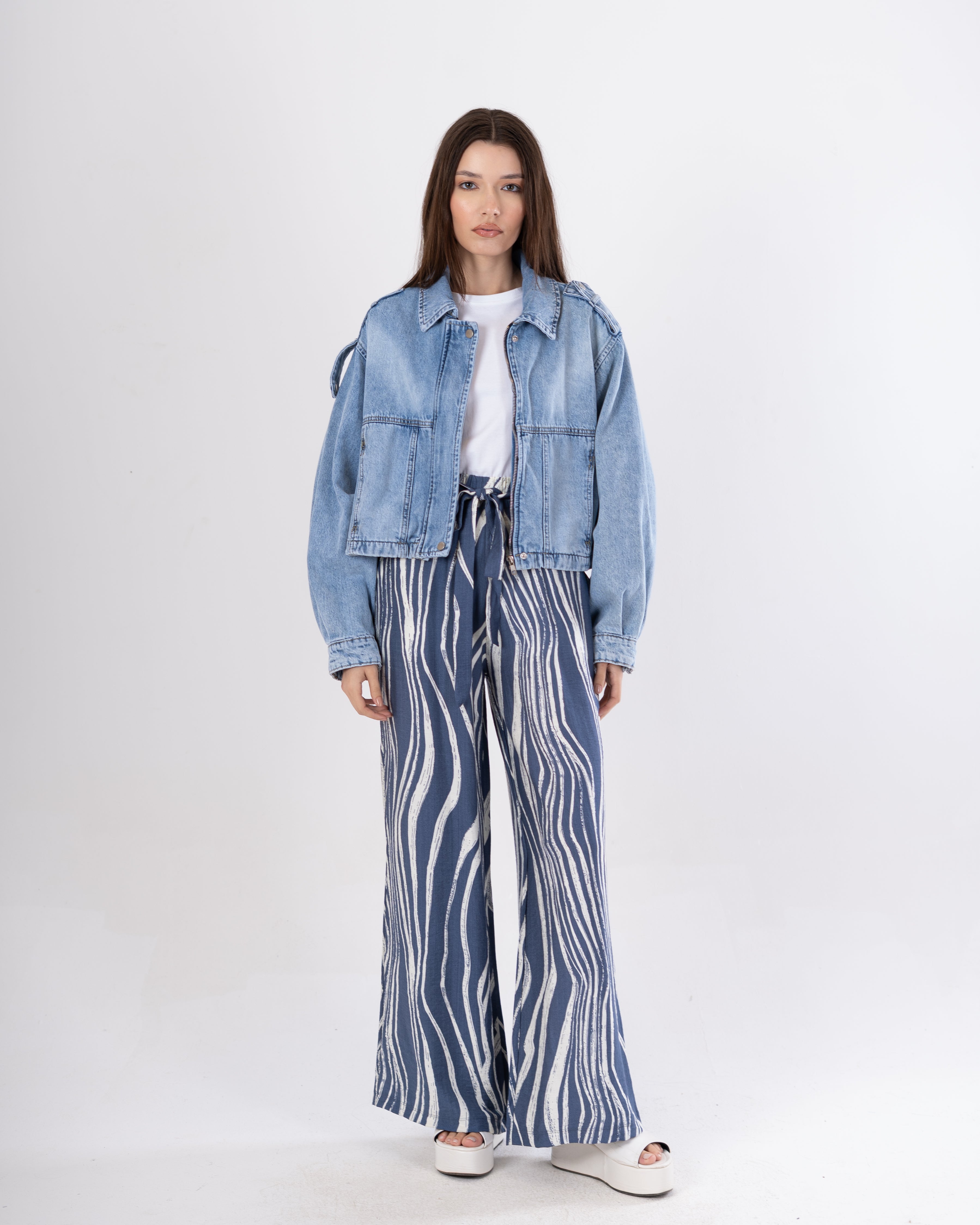Short Denim Jacket – Elastic Waist