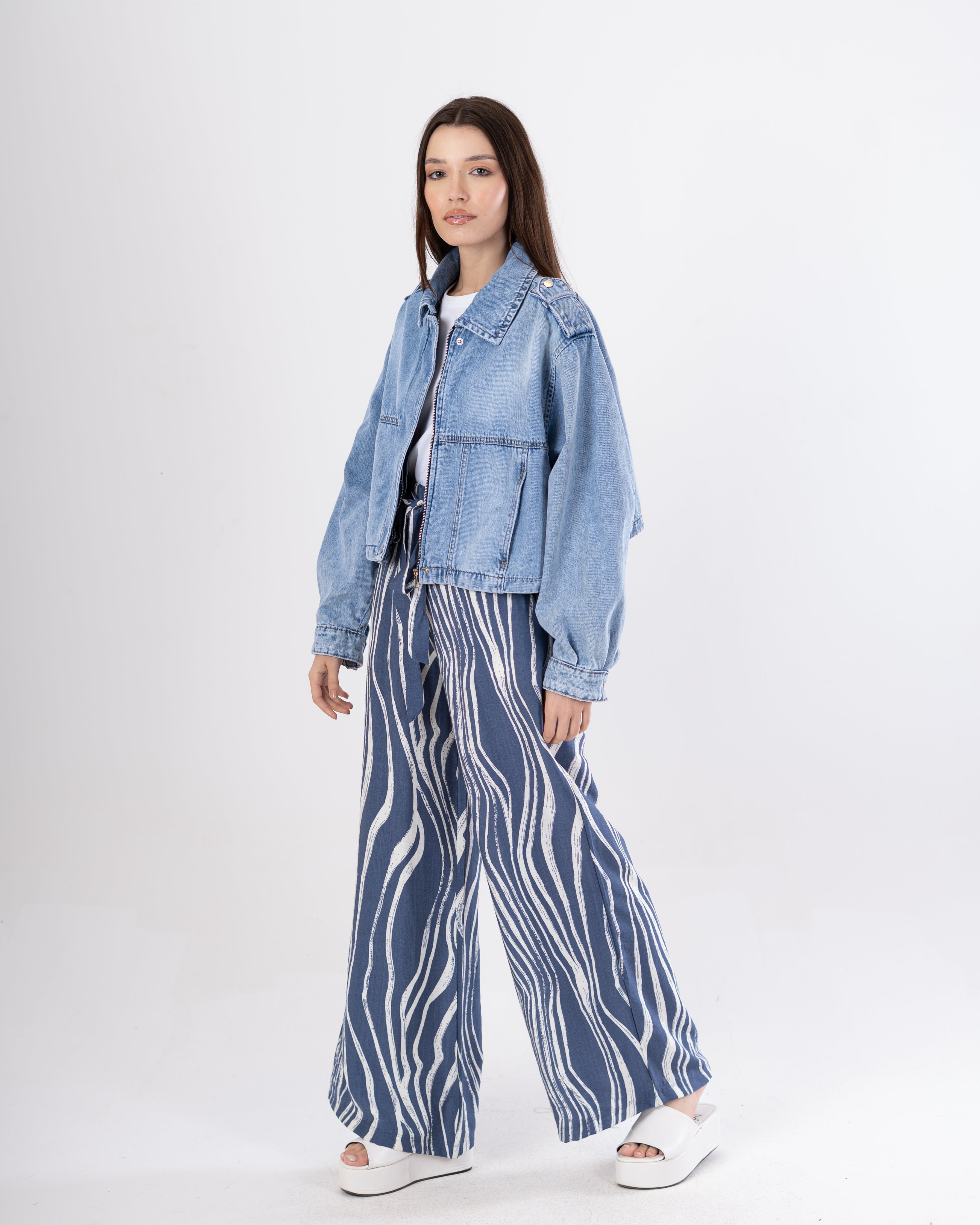 Short Denim Jacket – Elastic Waist