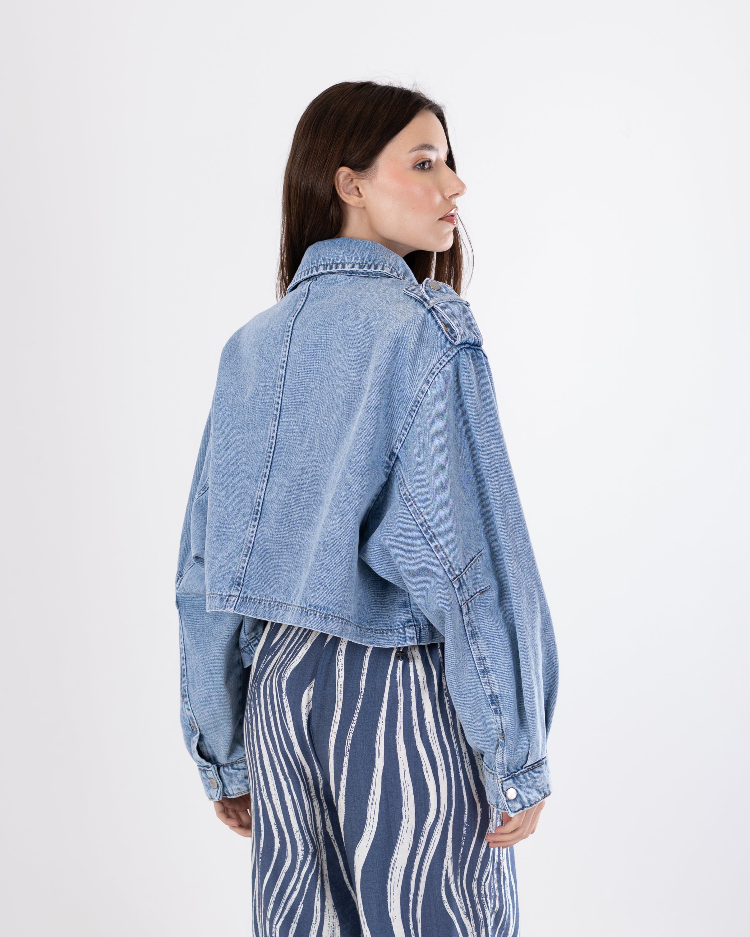 Short Denim Jacket – Elastic Waist
