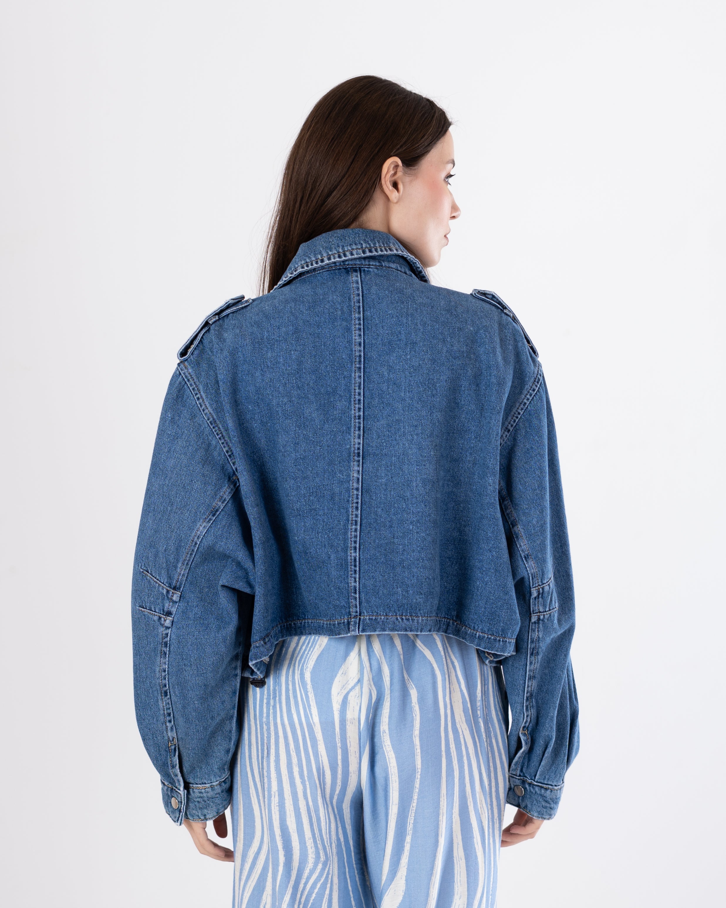Short Denim Jacket – Elastic Waist