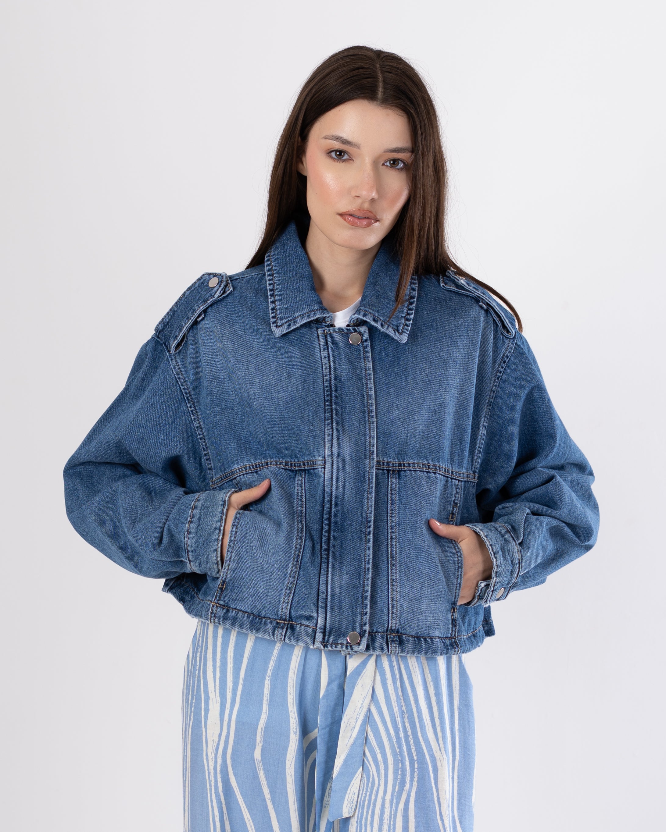 Short Denim Jacket – Elastic Waist