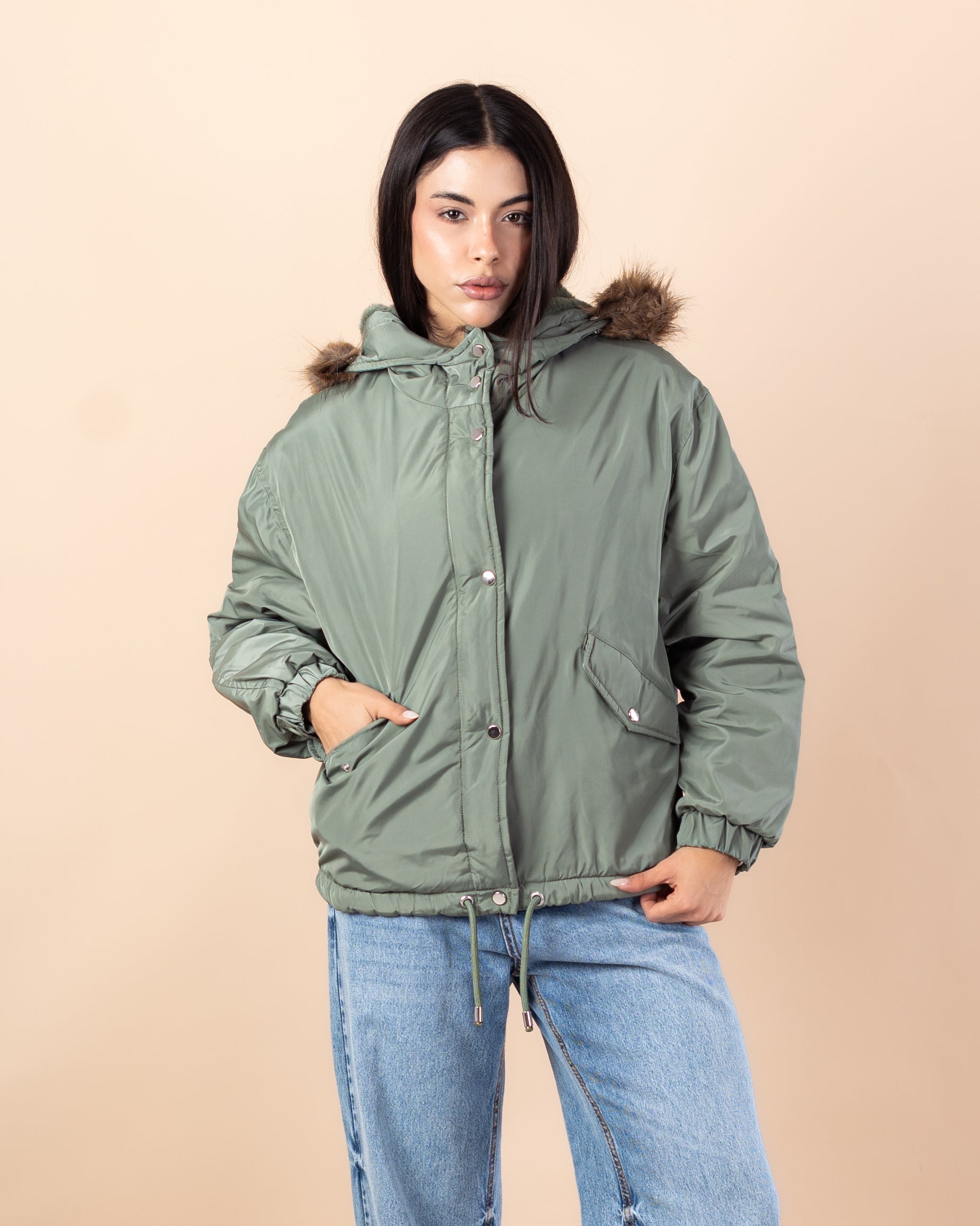 Short Waterproof Jacket – Fur Hood (Colors)