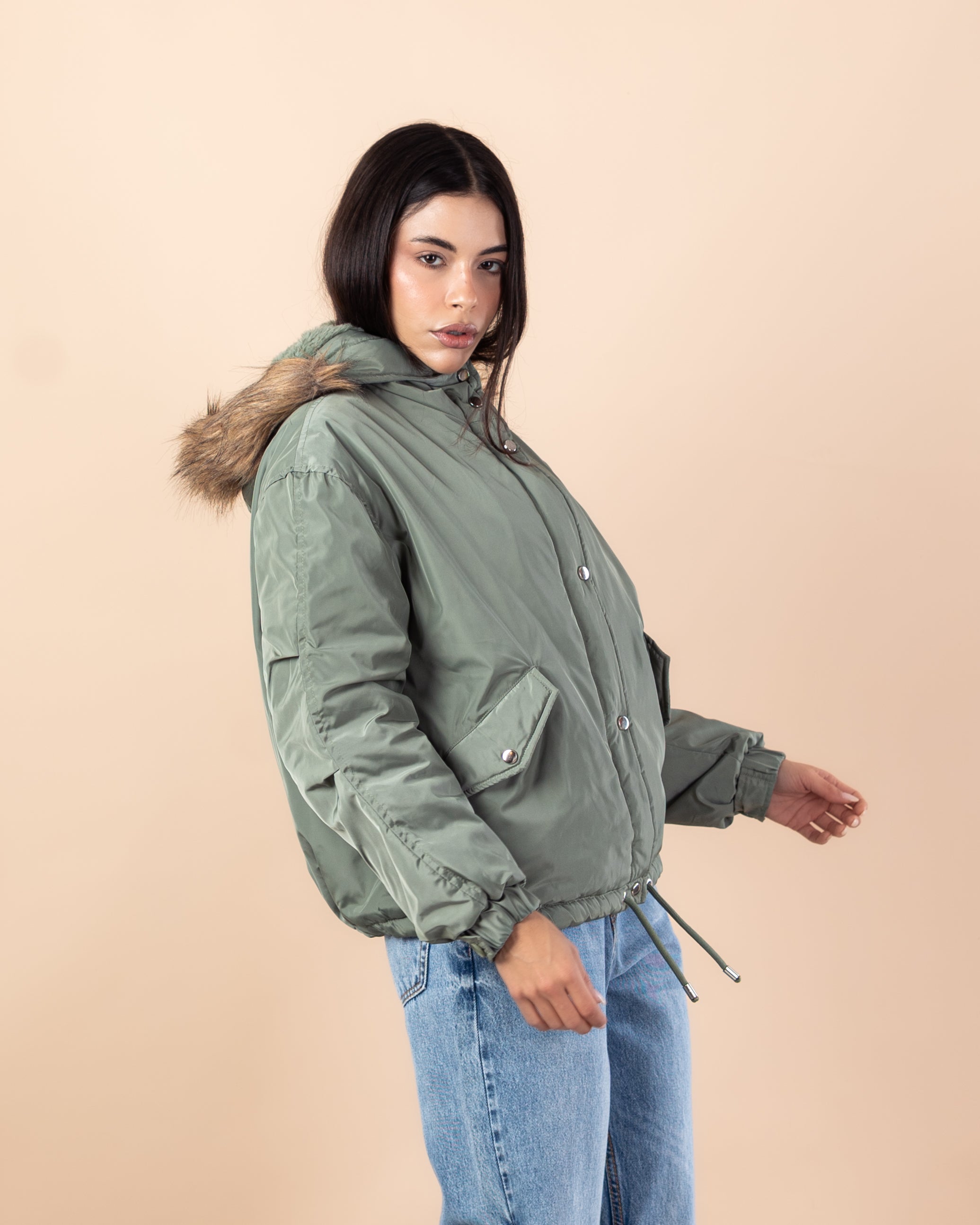 Short Waterproof Jacket – Fur Hood (Colors)