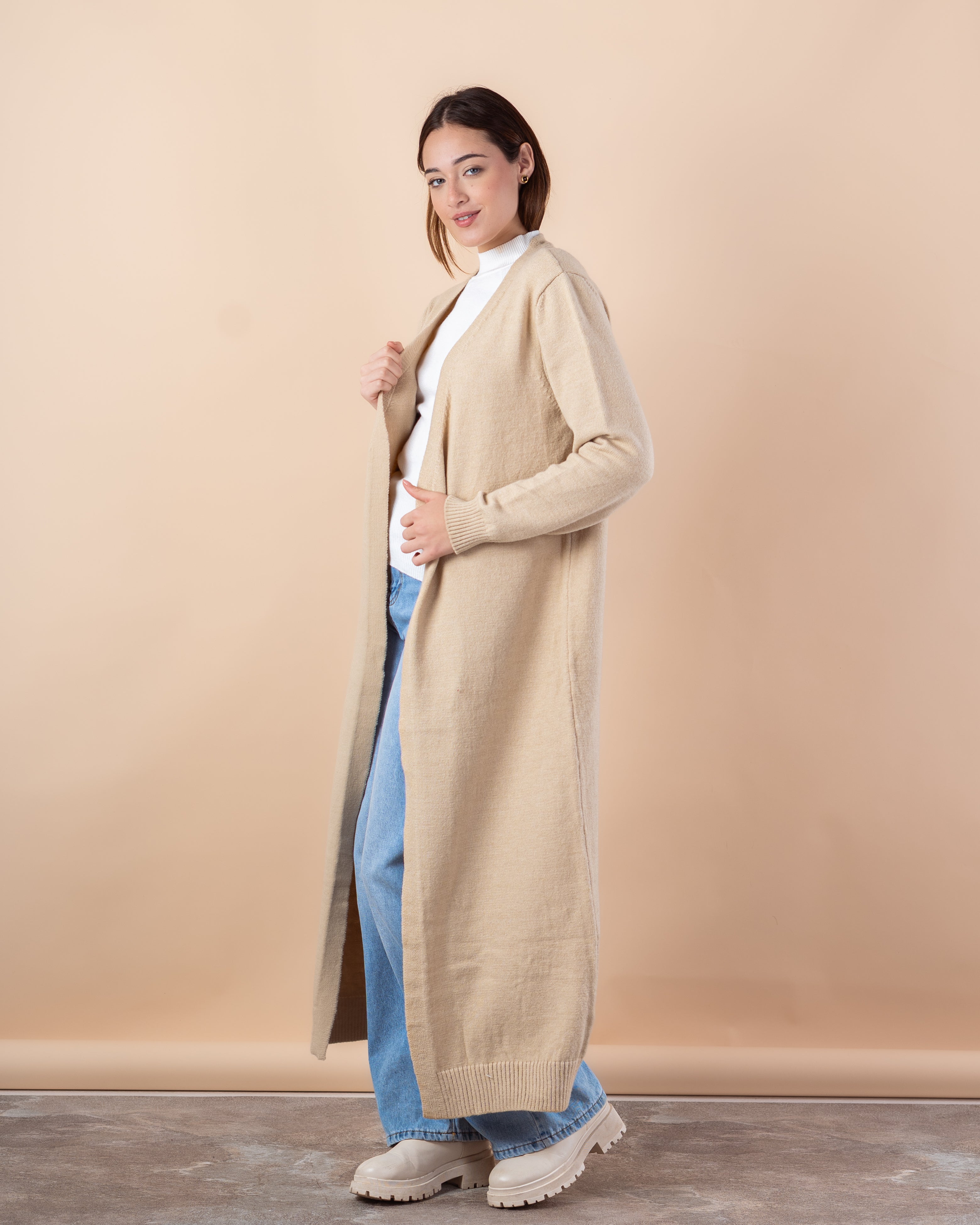 Plain Knitwear Cardigan – Long (Open)