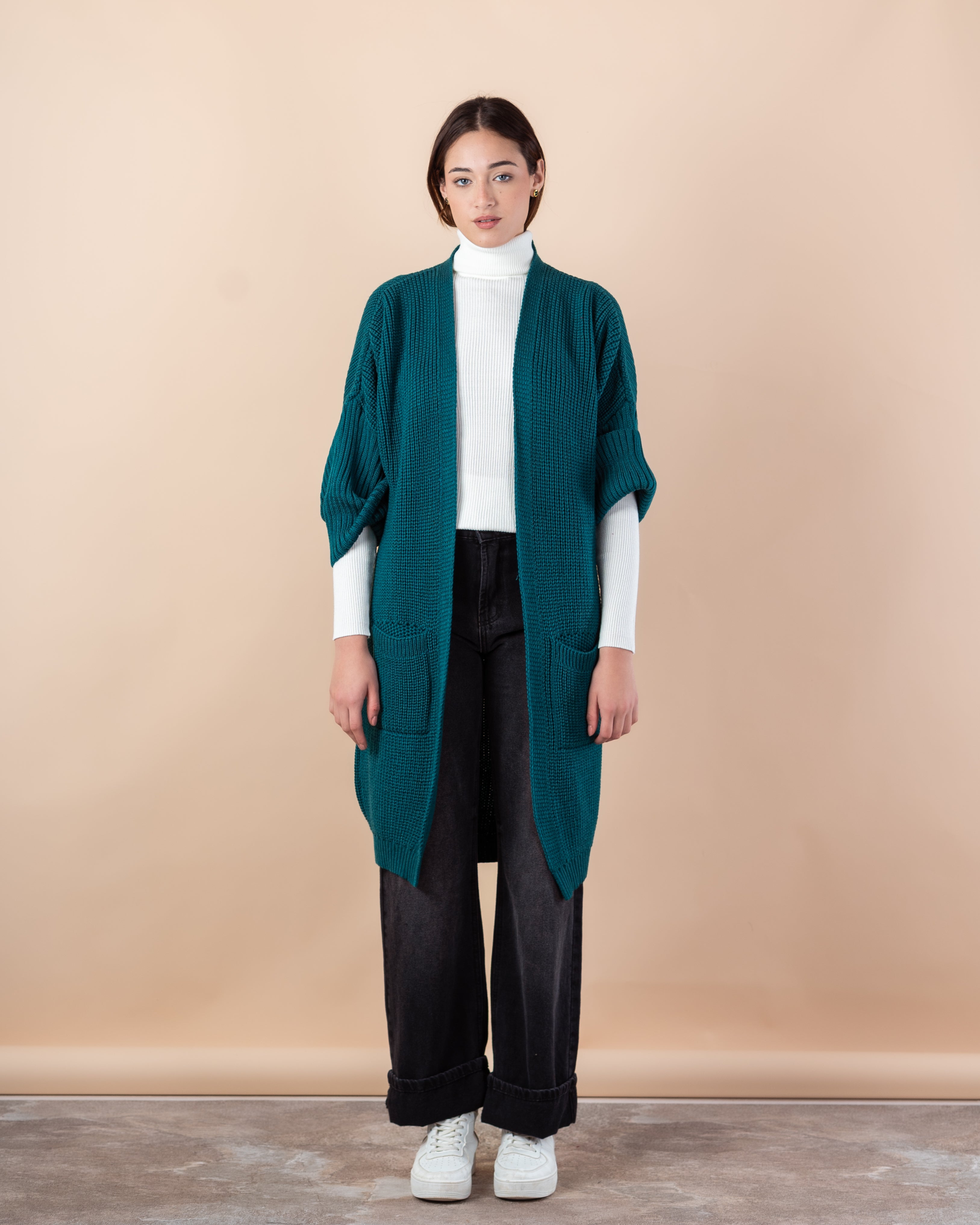 كارديجان محبوك – (أكمام مطوية – سادة)