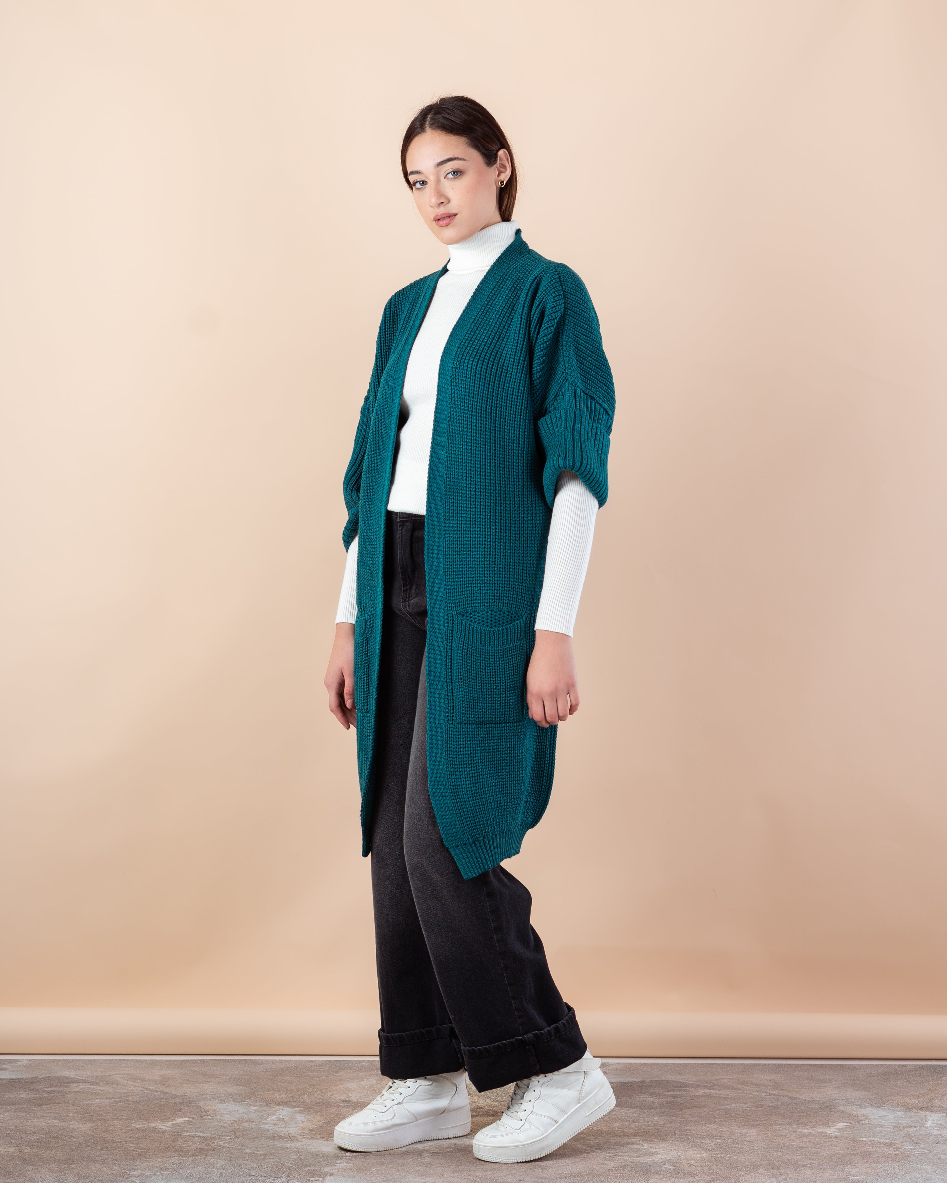 كارديجان محبوك – (أكمام مطوية – سادة)