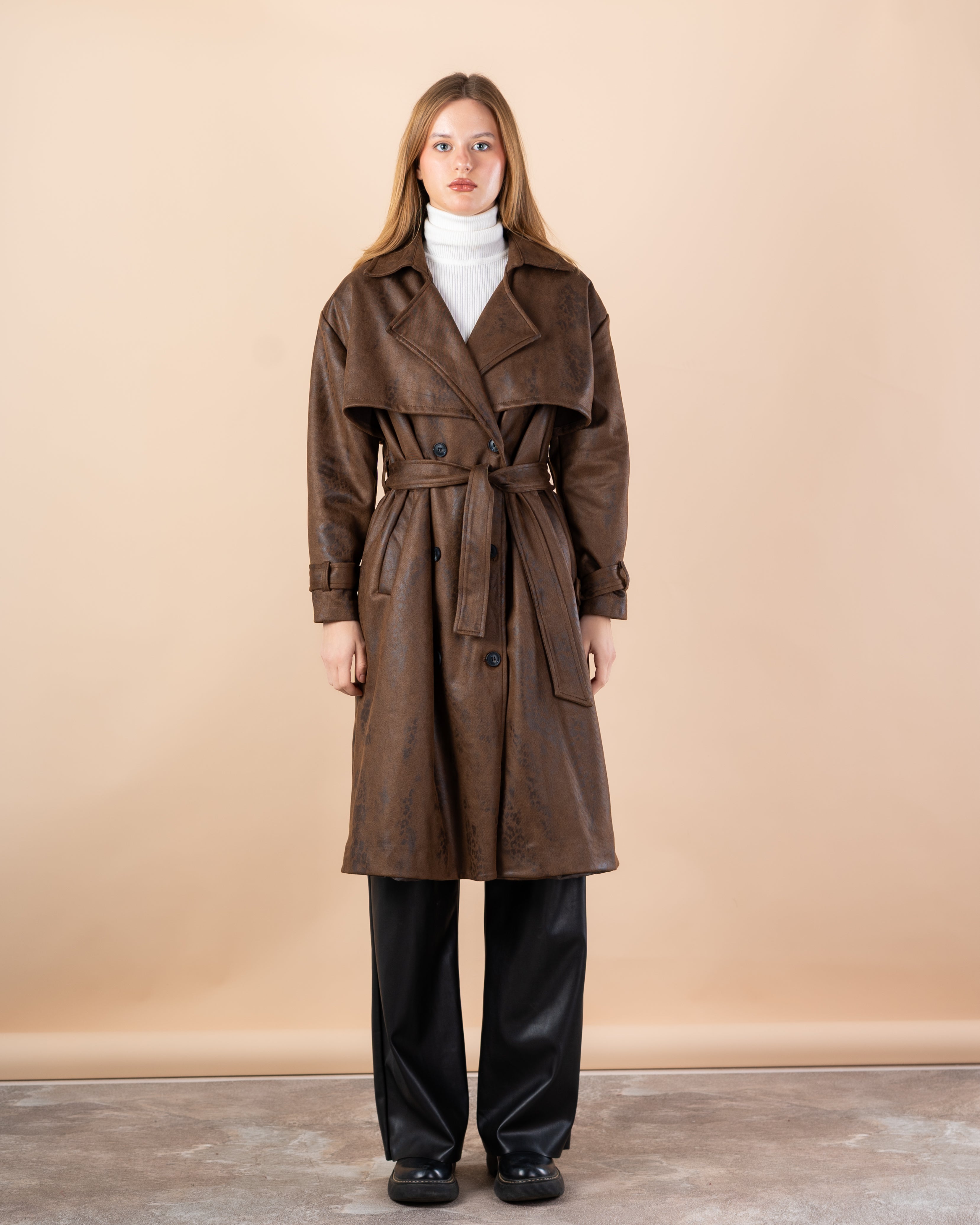 Trench coat gabardine with belt