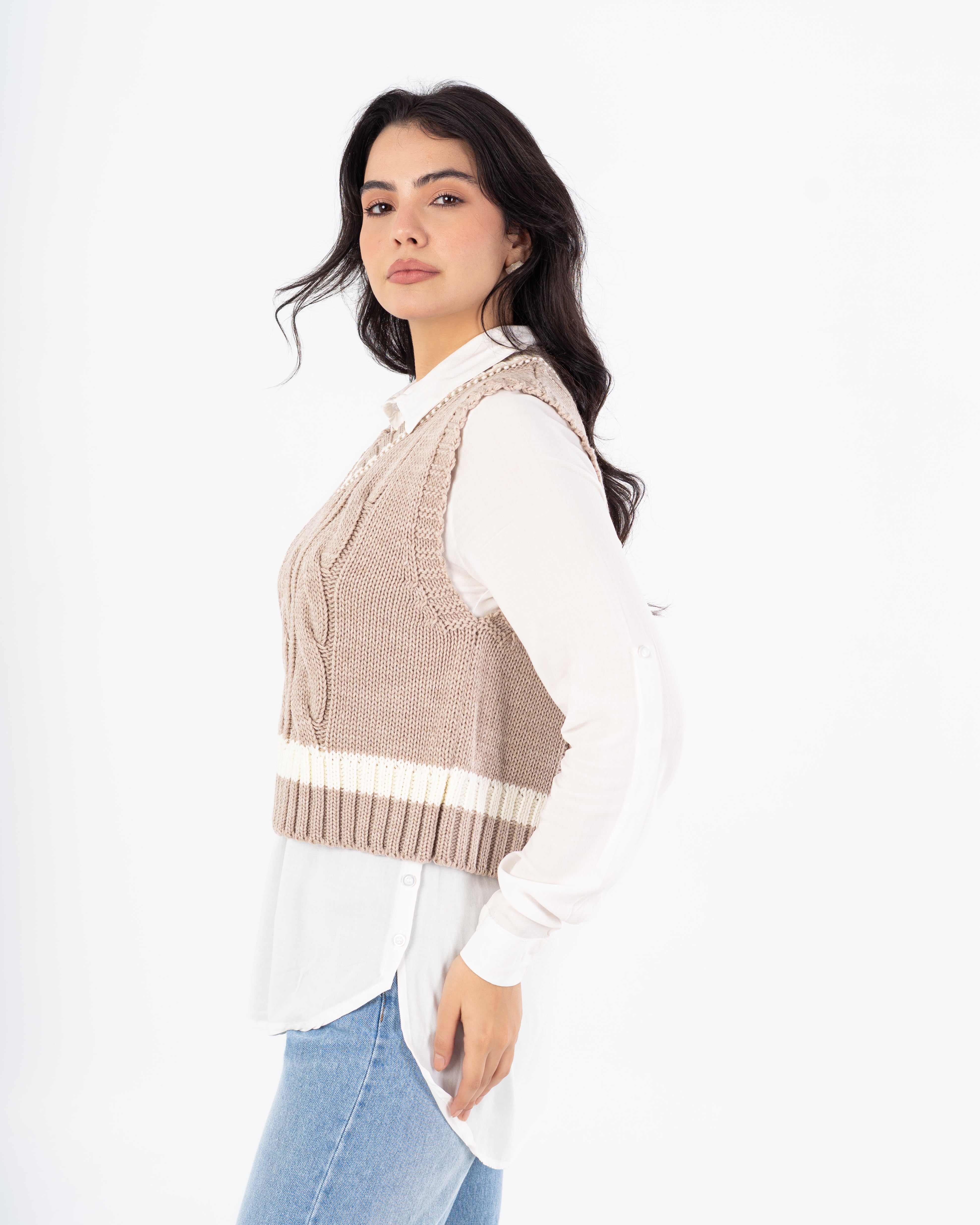 سترة محبوكة – مخططة في المنتصف (الخصر)