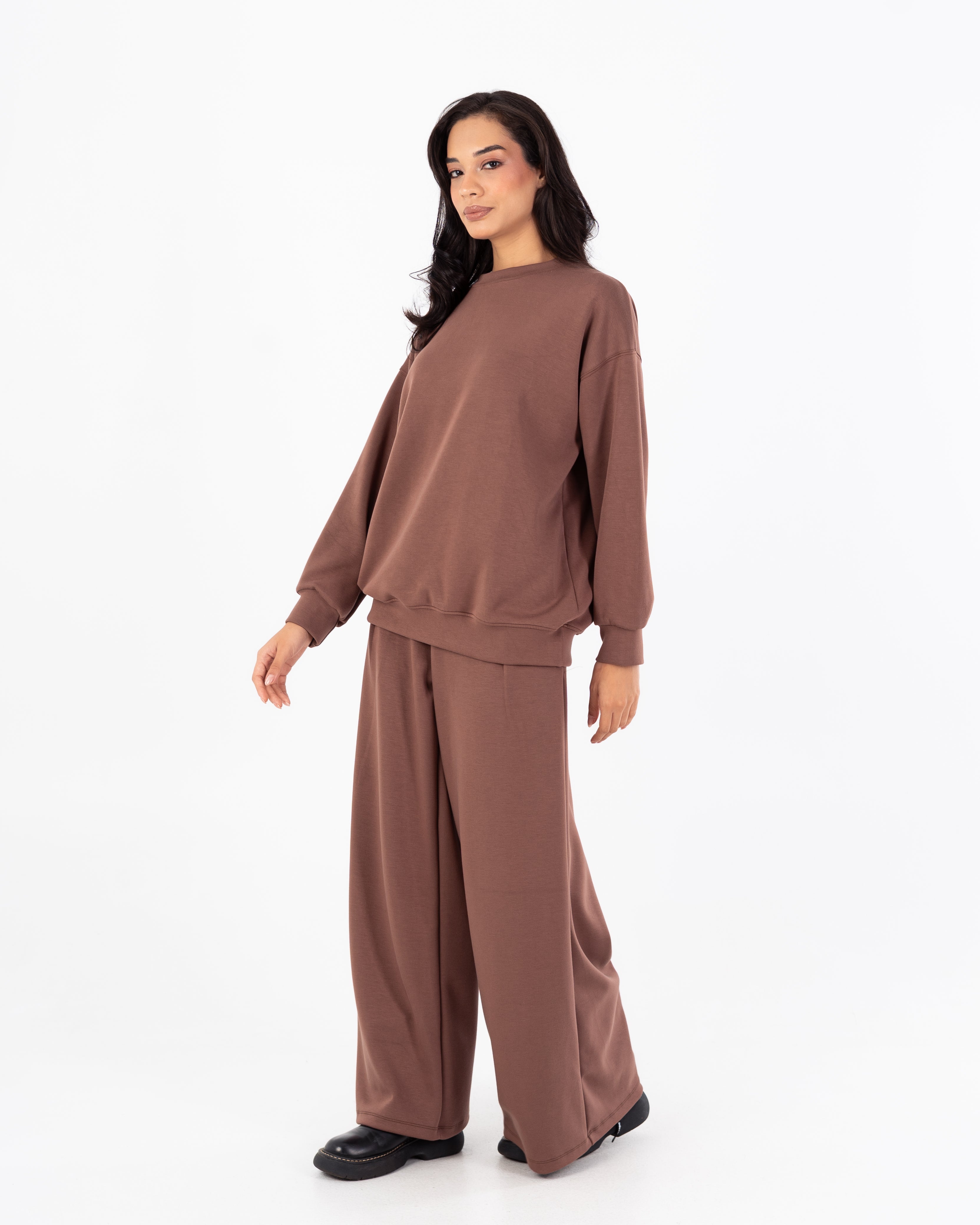 سويت شيرت برقبة دائرية - سادة طويلة (حافة مرنة)