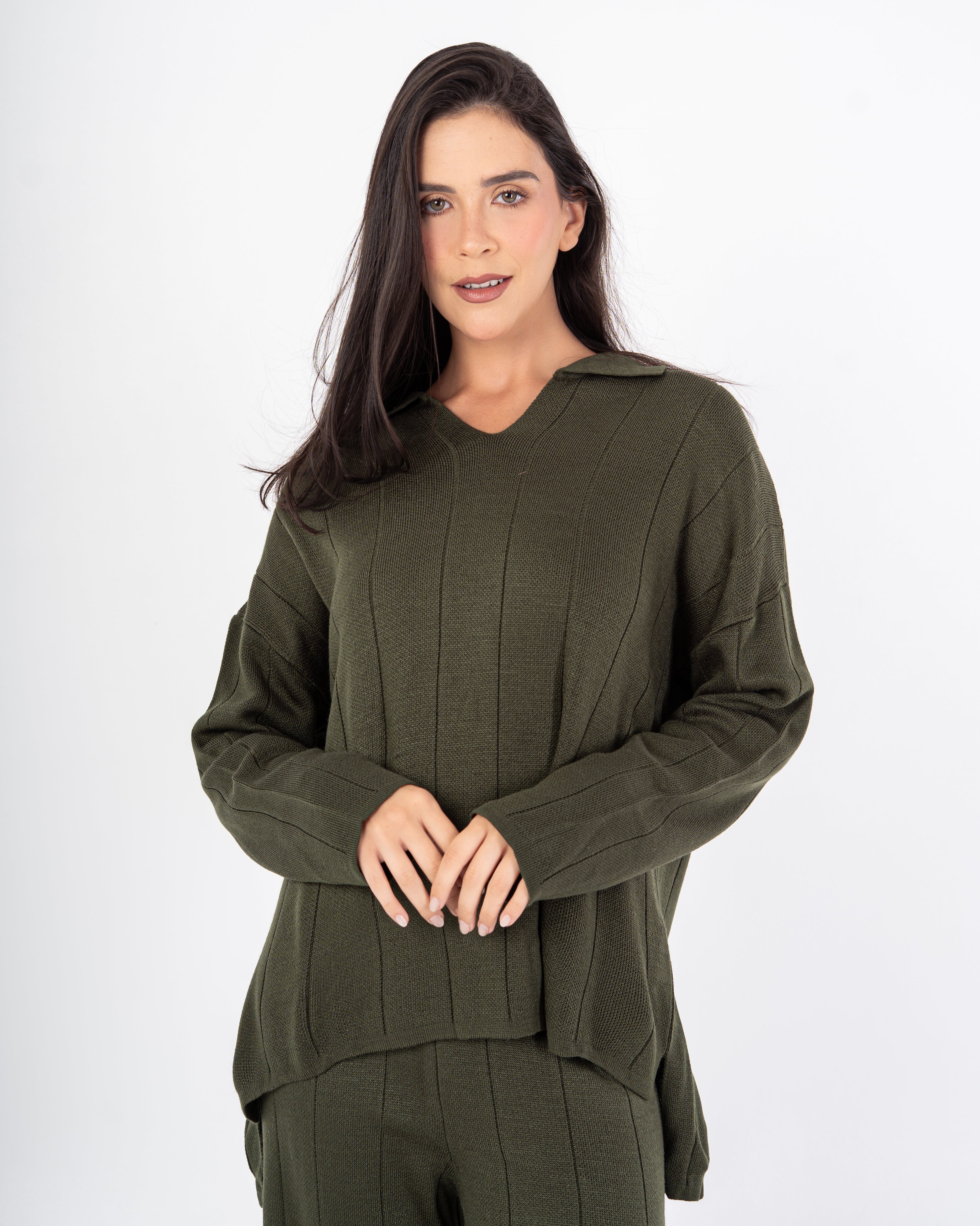 بدلة محبوكة سادة (مع ياقة)