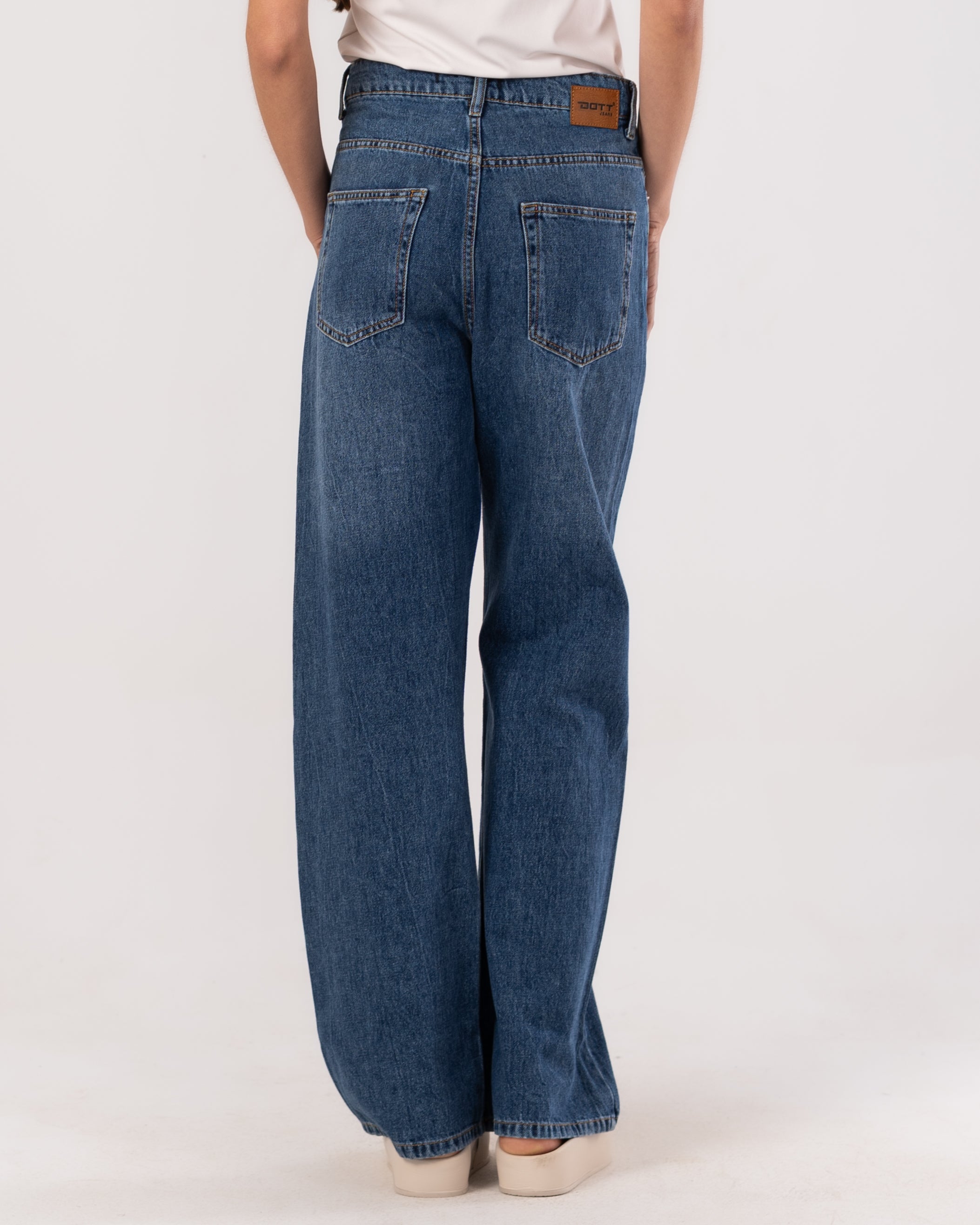 Wide-Leg Denim Trouser - With Knee Cut