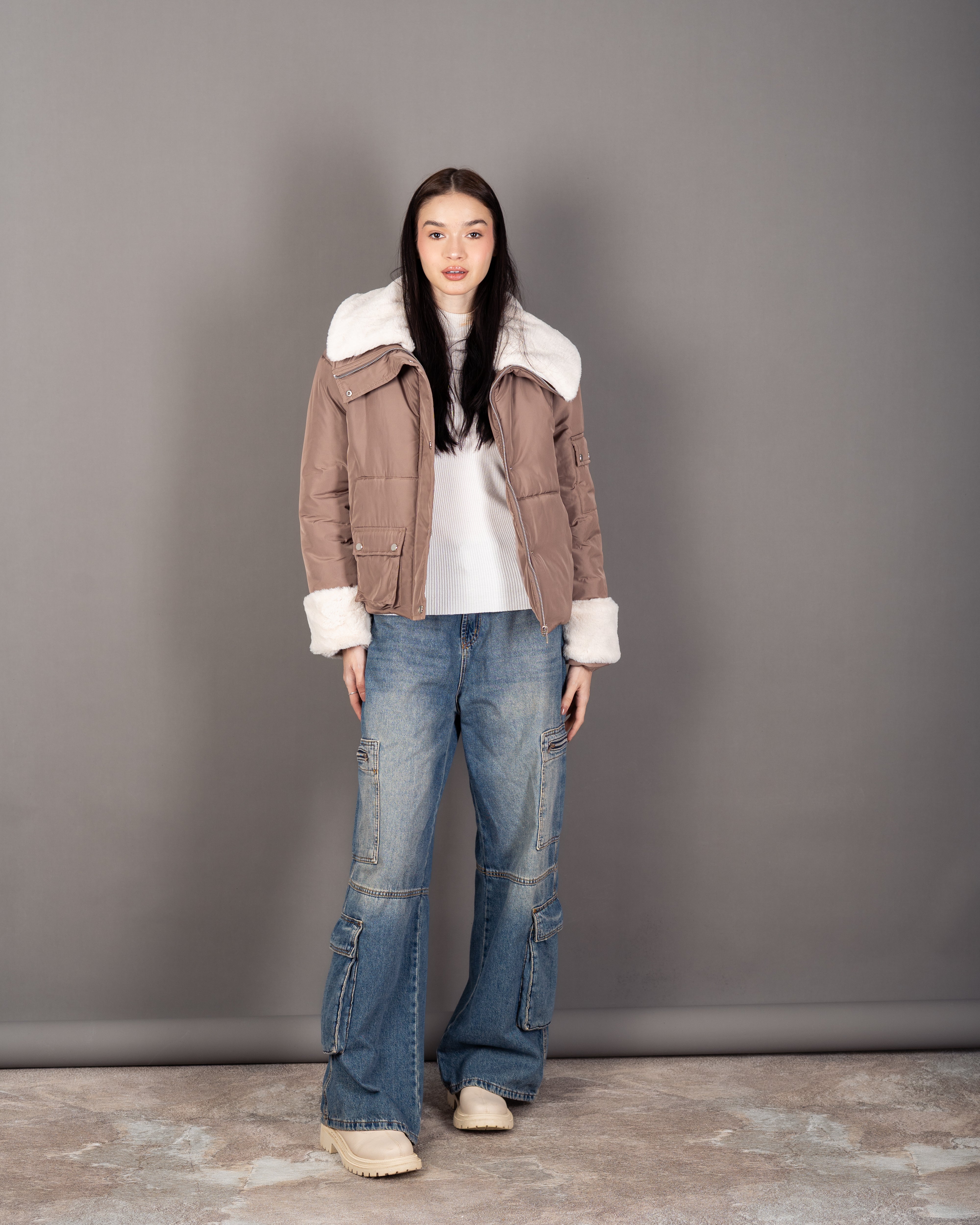 Waterproof Jacket With- (Fur-Trimmed) Sleeves And Lining