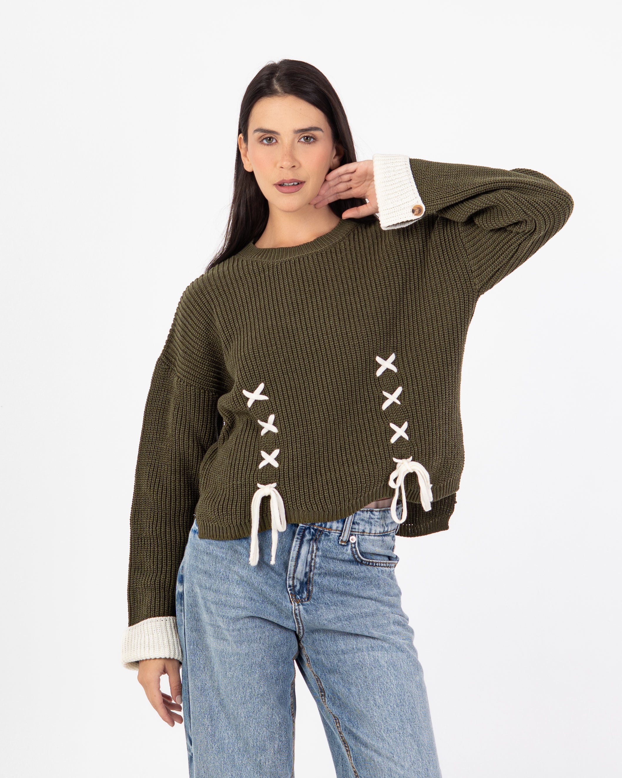 Knitwear Pullover – With Tie (Folded Sleeves)