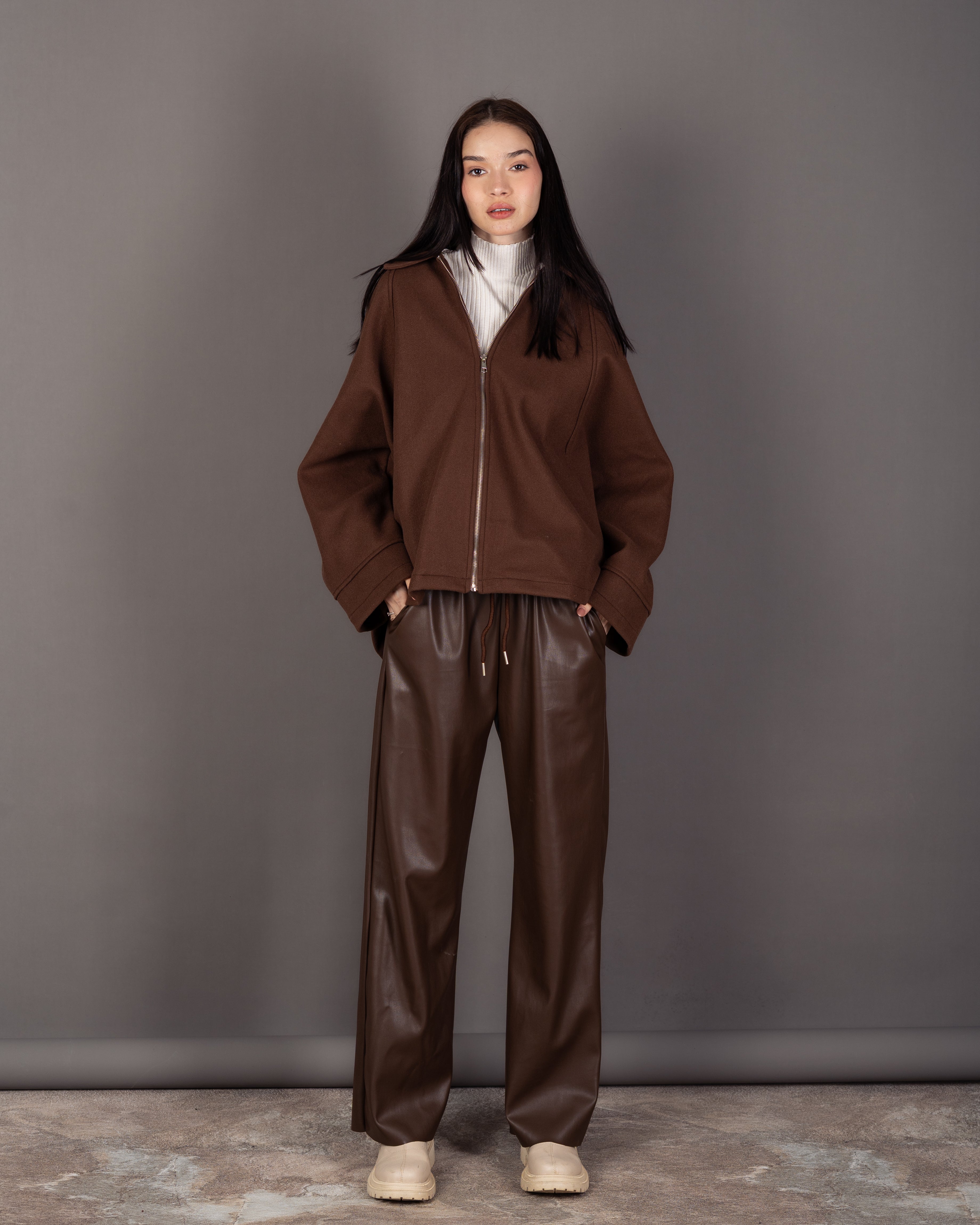 Plain Wool Jacket - With Folded Sleeves