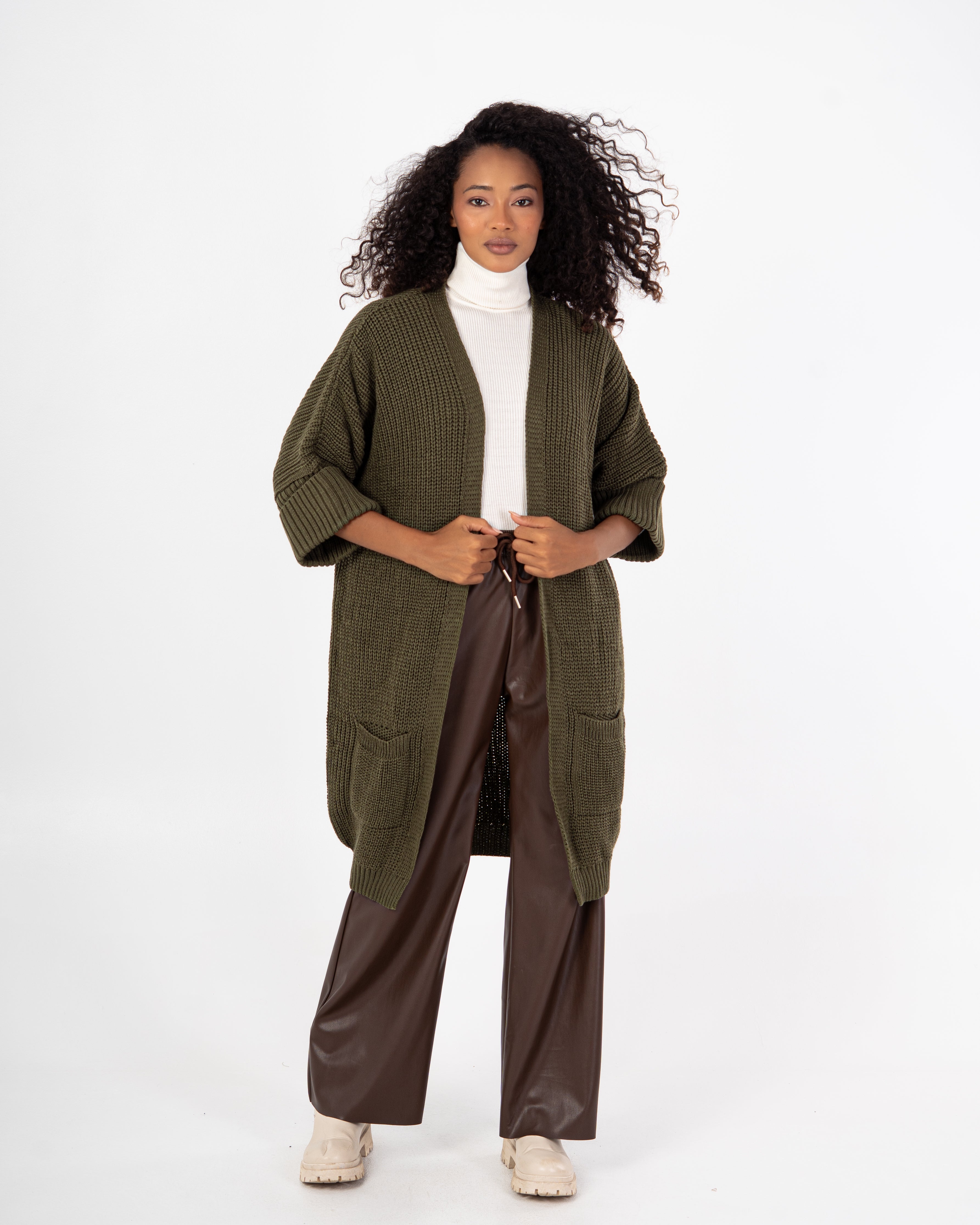 Knitwear Cardigan – (Folded Sleeves - Plain)