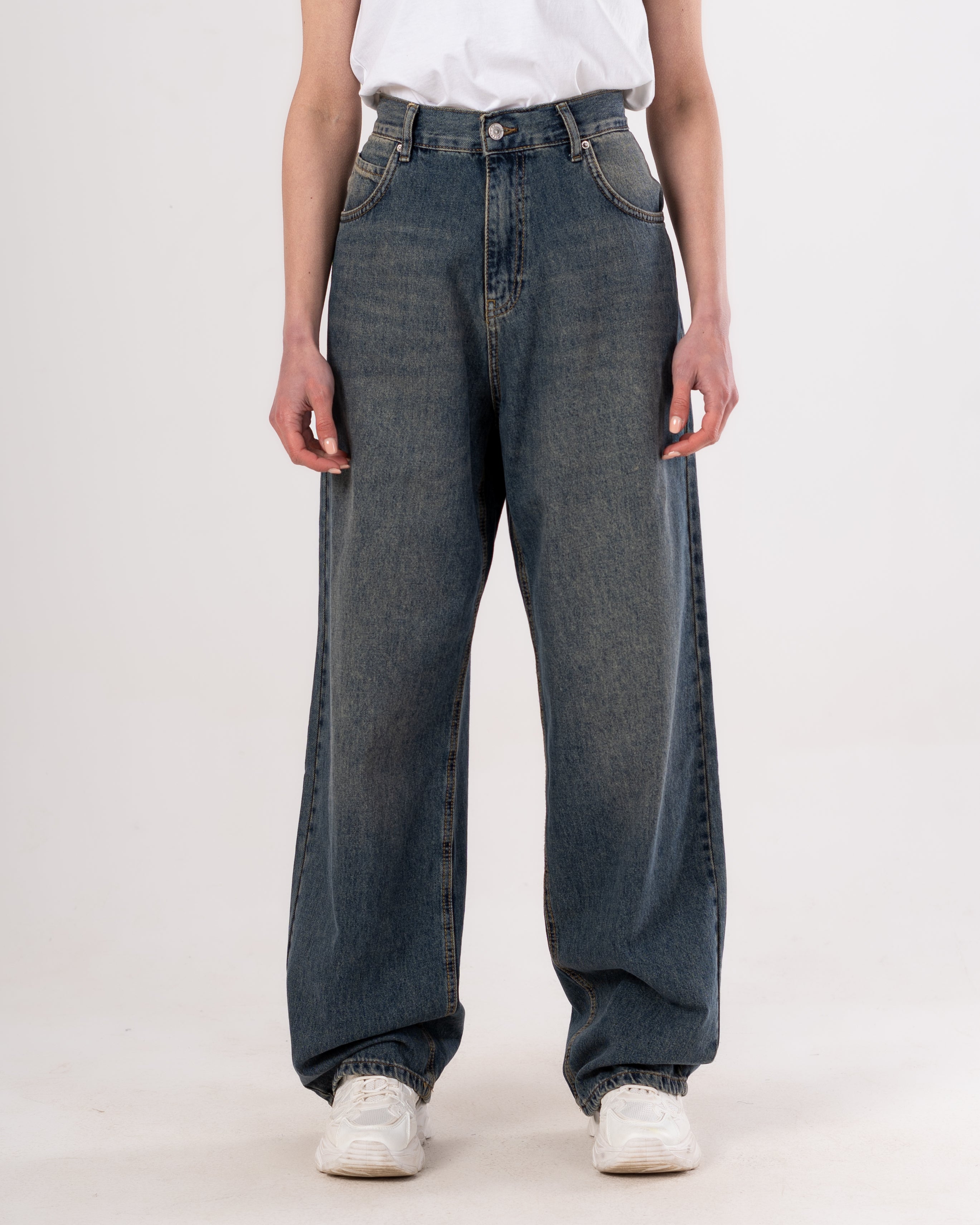 Wide-Leg Denim Trouser - Large Pocket