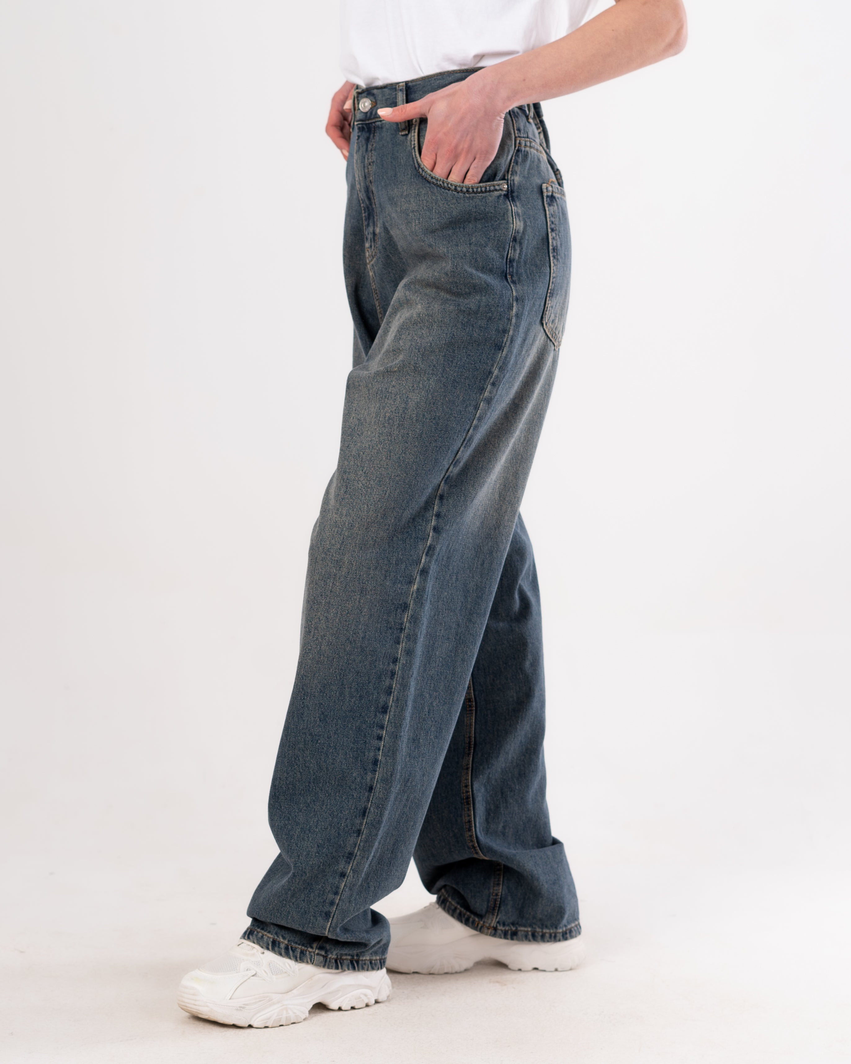Wide-Leg Denim Trouser - Large Pocket
