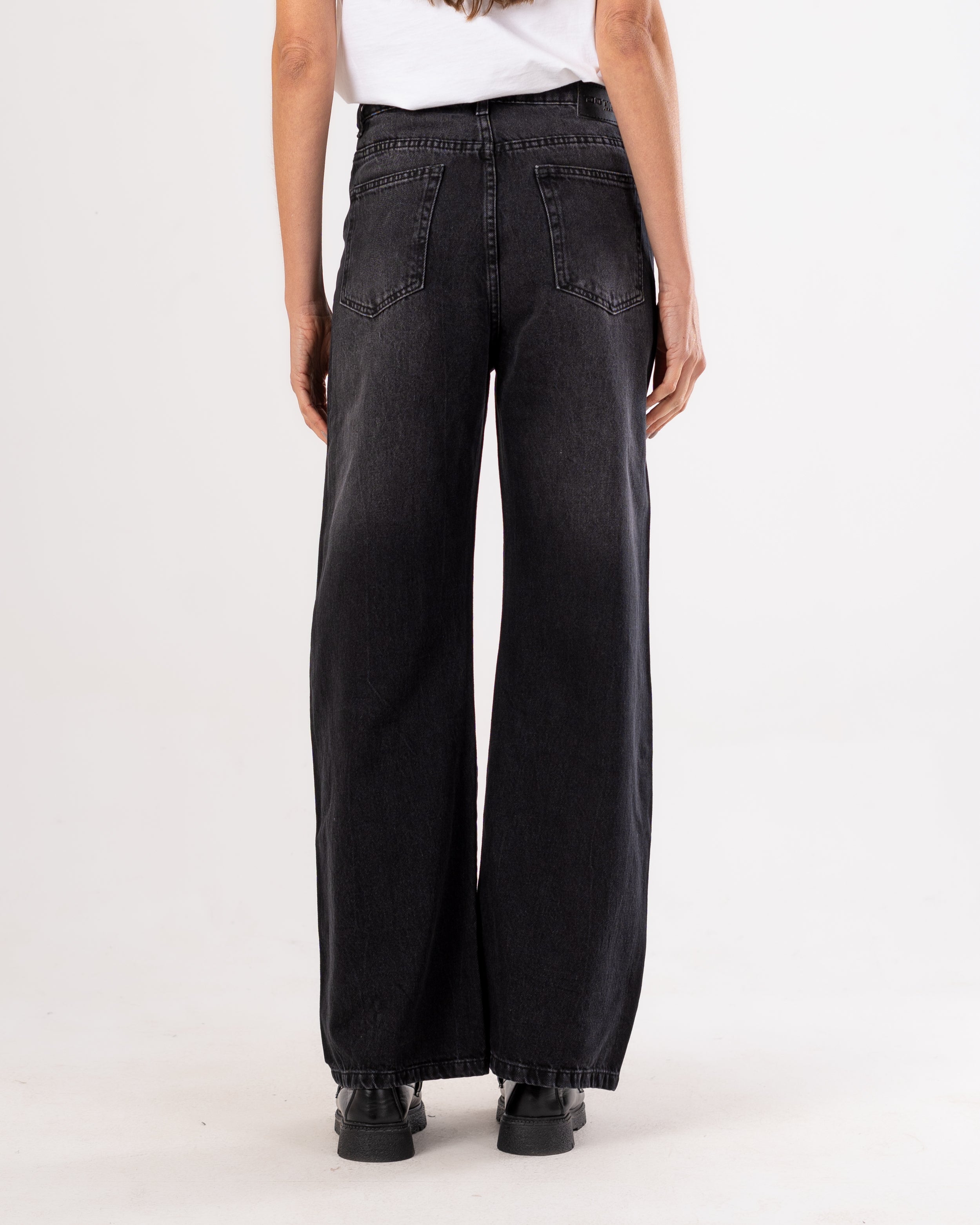 Wide-Leg Denim Trouser - With Knee Cut