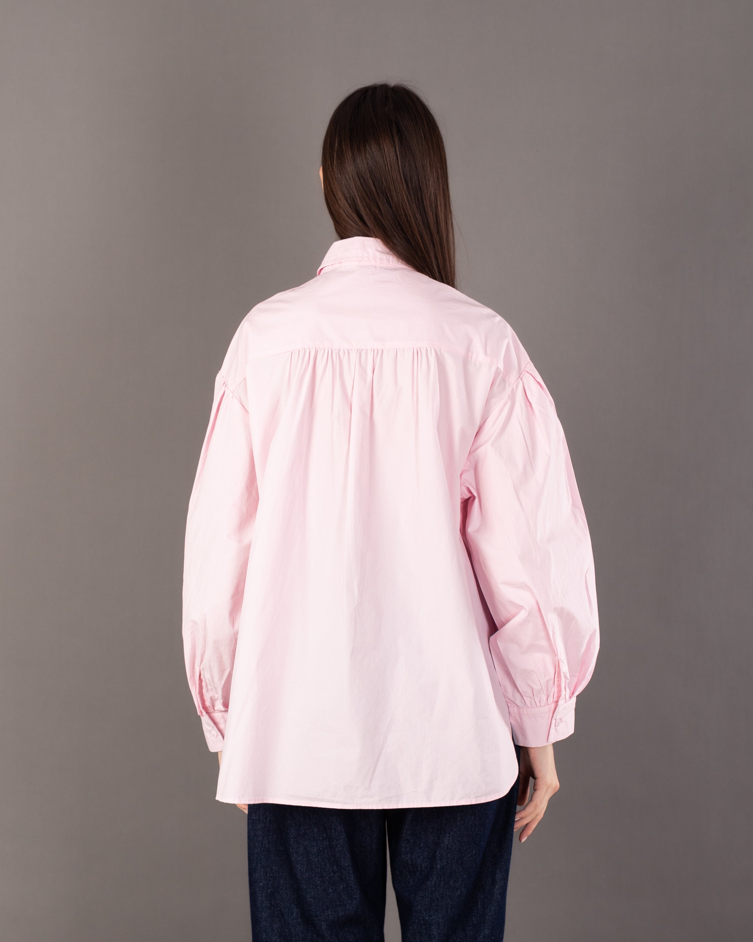 Plain Shirt With Crinkled - Sleeves And Cuffs