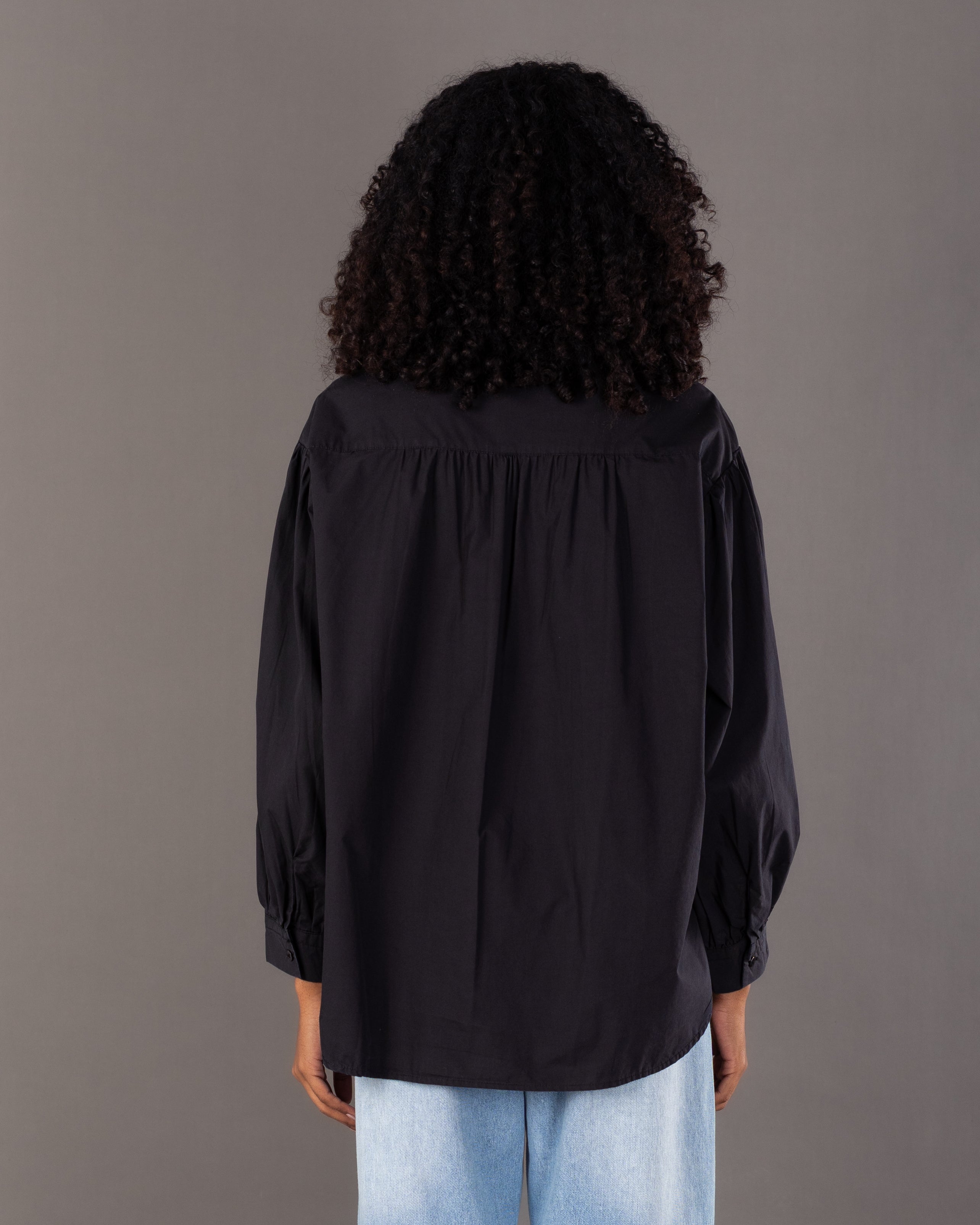 Plain Shirt With Crinkled - Sleeves And Cuffs