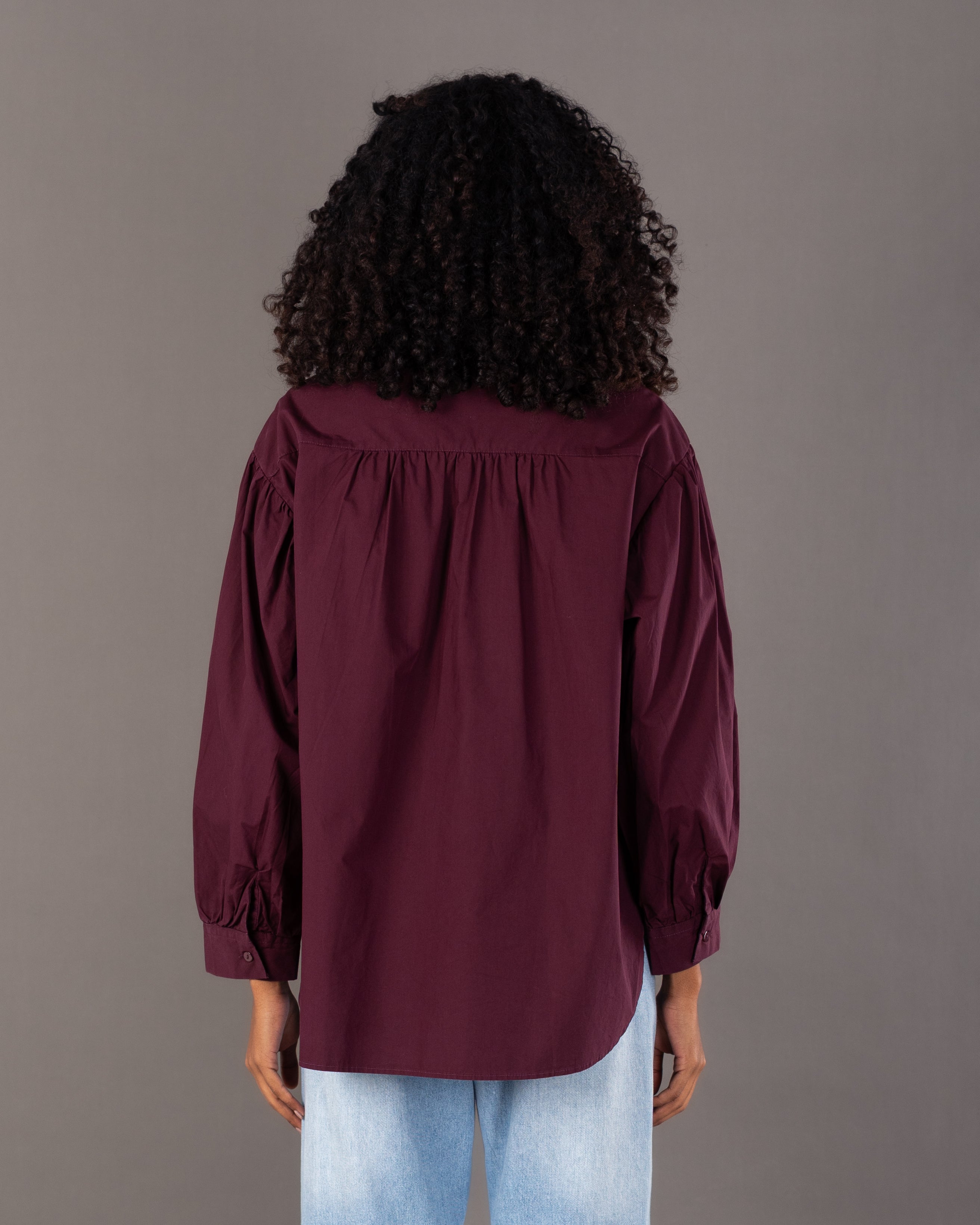 Plain Shirt With Crinkled - Sleeves And Cuffs