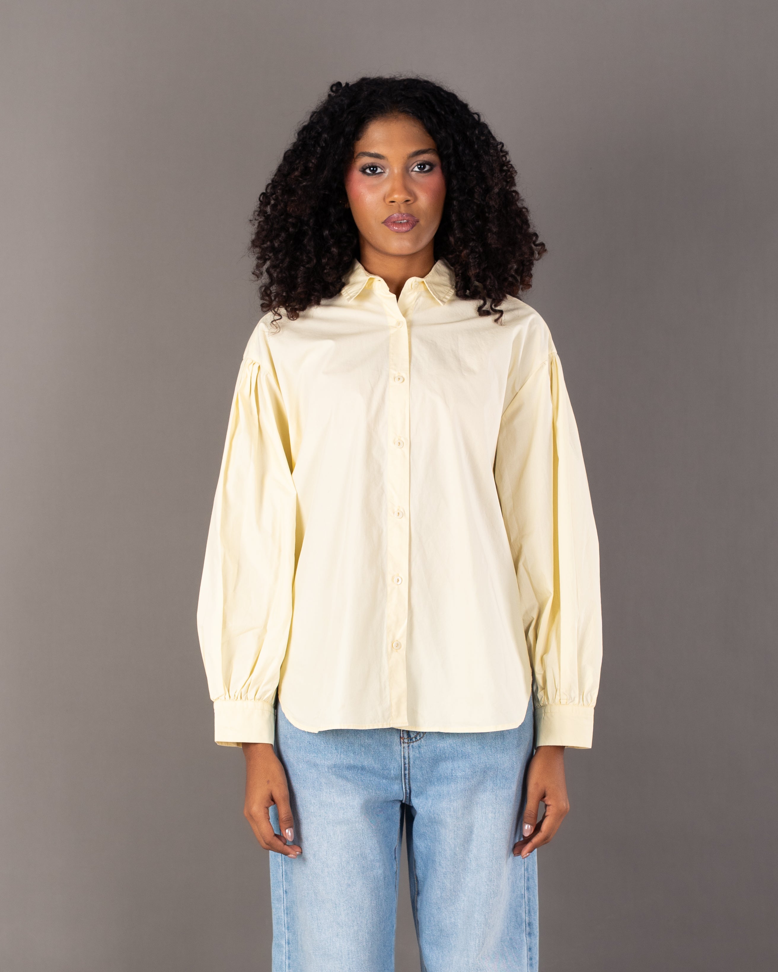 Plain Shirt With Crinkled - Sleeves And Cuffs