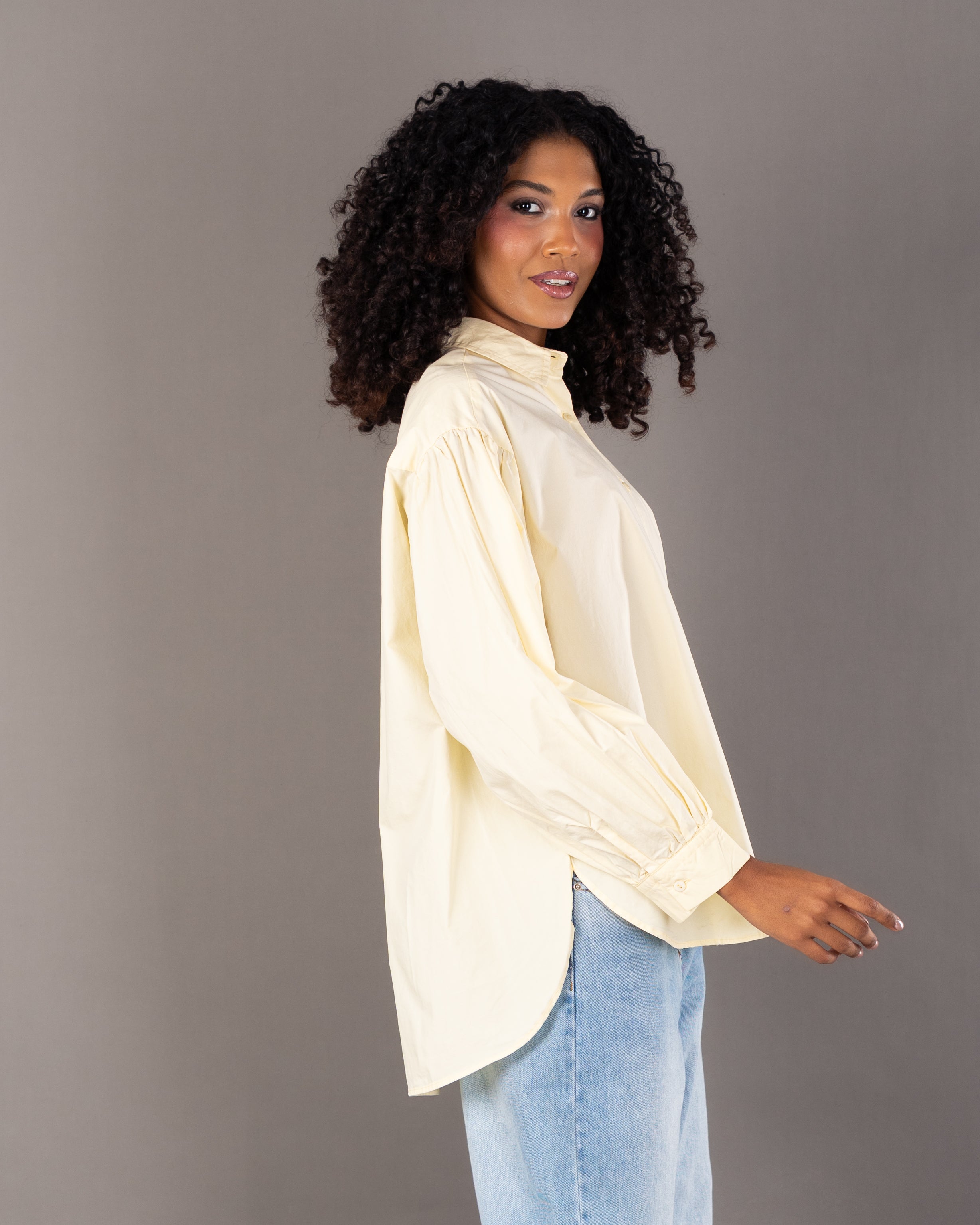 Plain Shirt With Crinkled - Sleeves And Cuffs