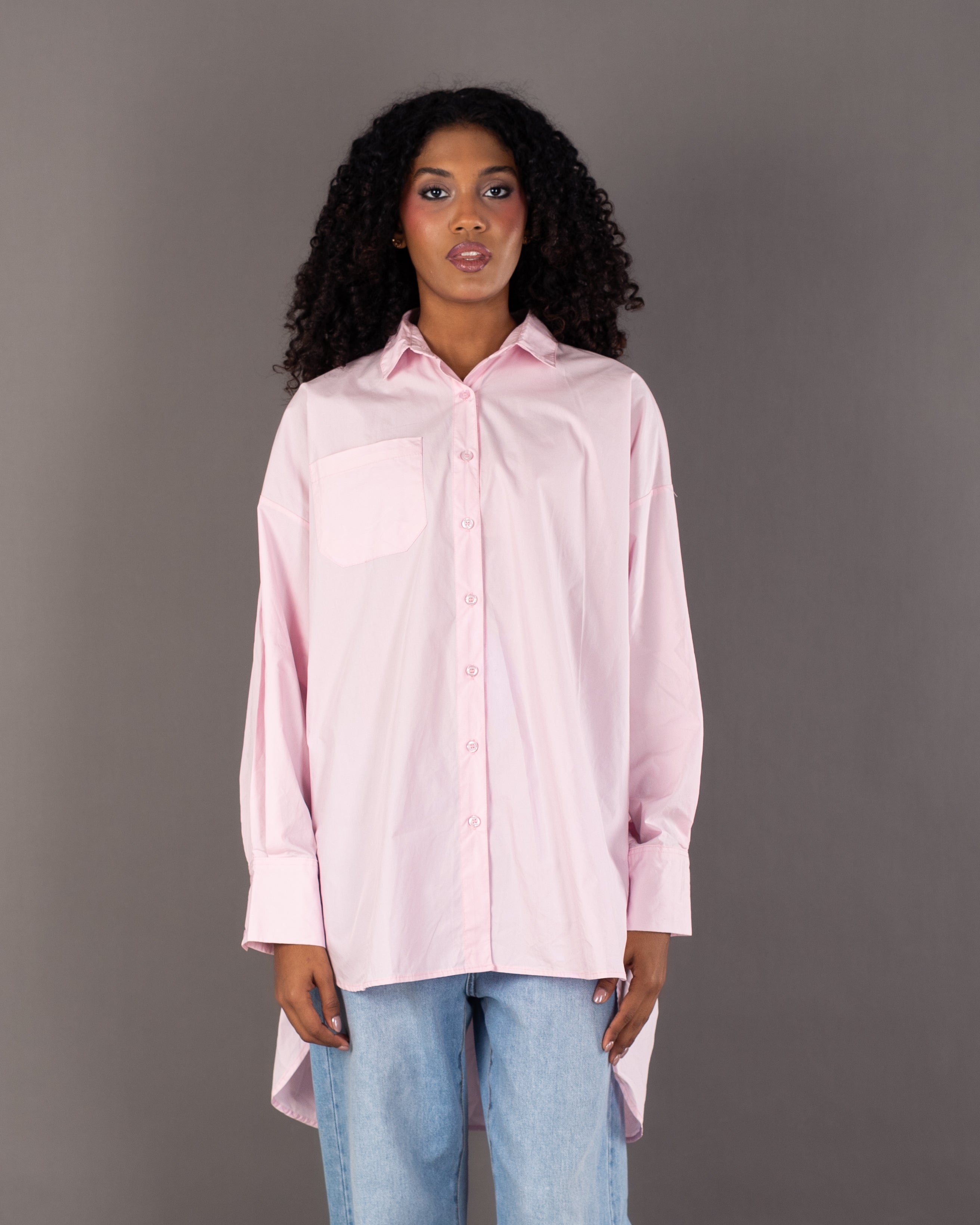 Long Plain Shirt - With Chest Pocket