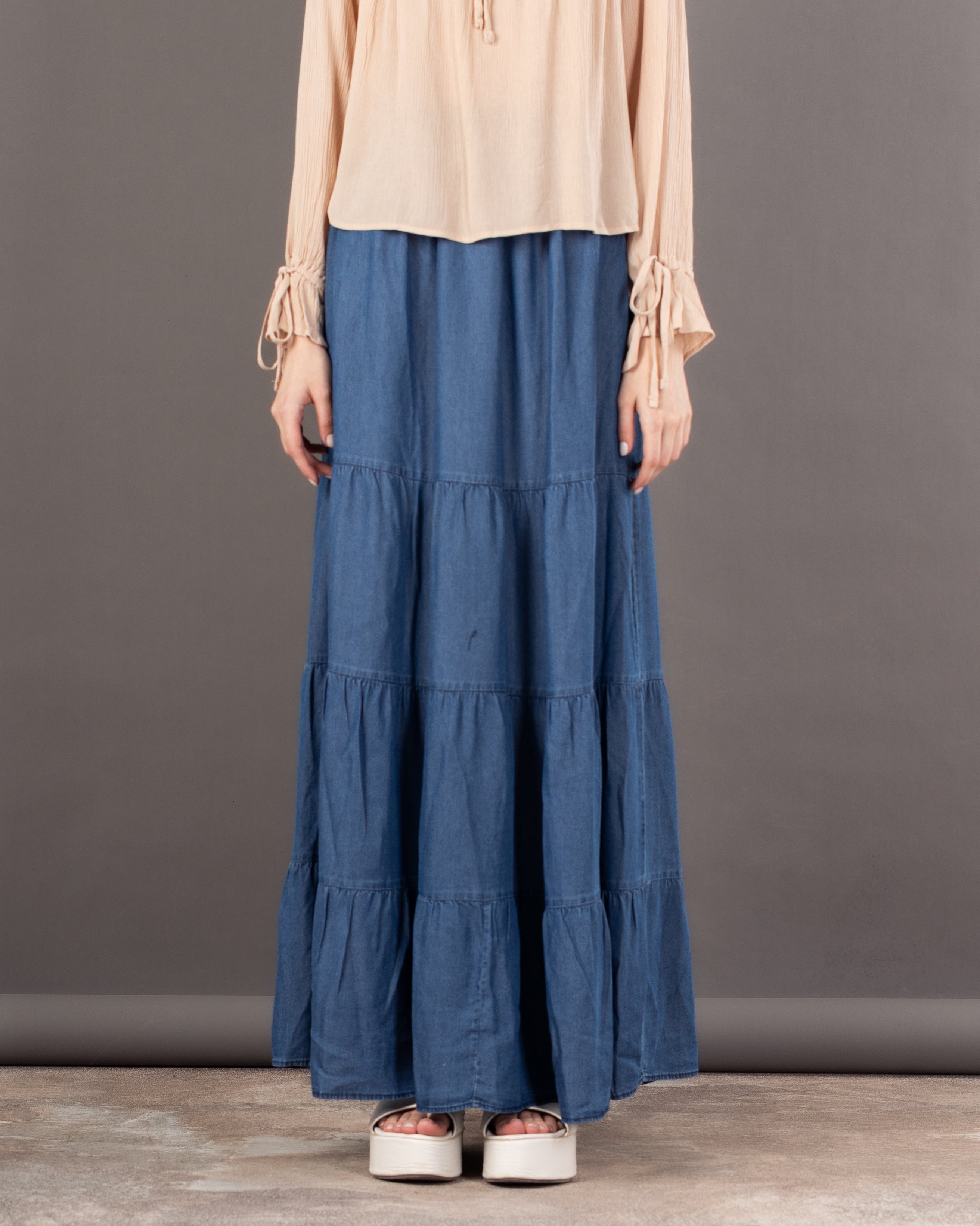 Plain Wavy - Denim Skirt