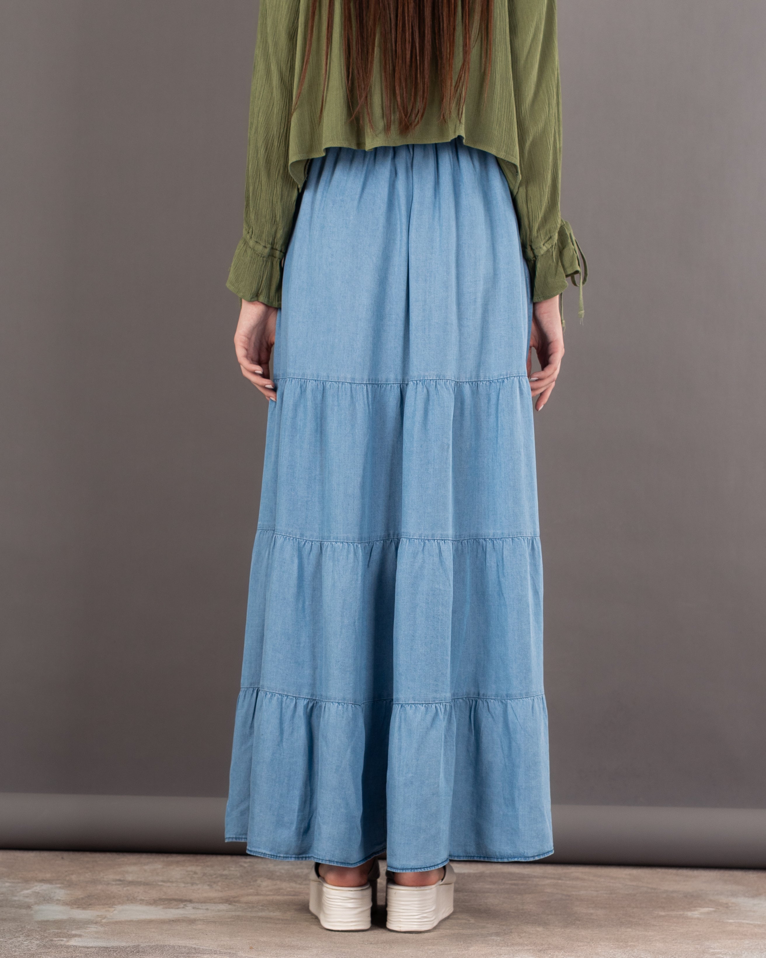 Plain Wavy - Denim Skirt