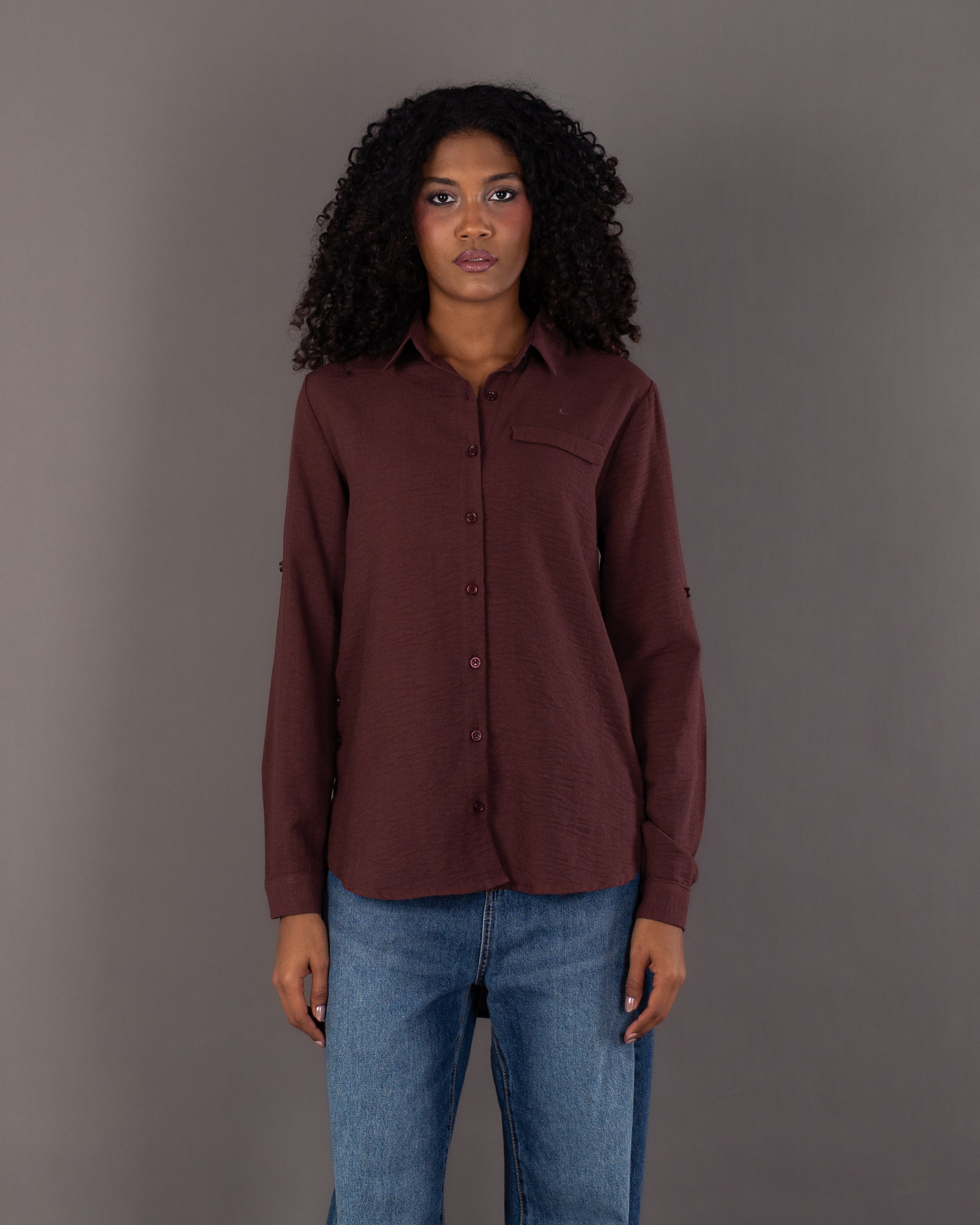 Plain Linen Shirt - With Side Buttons
