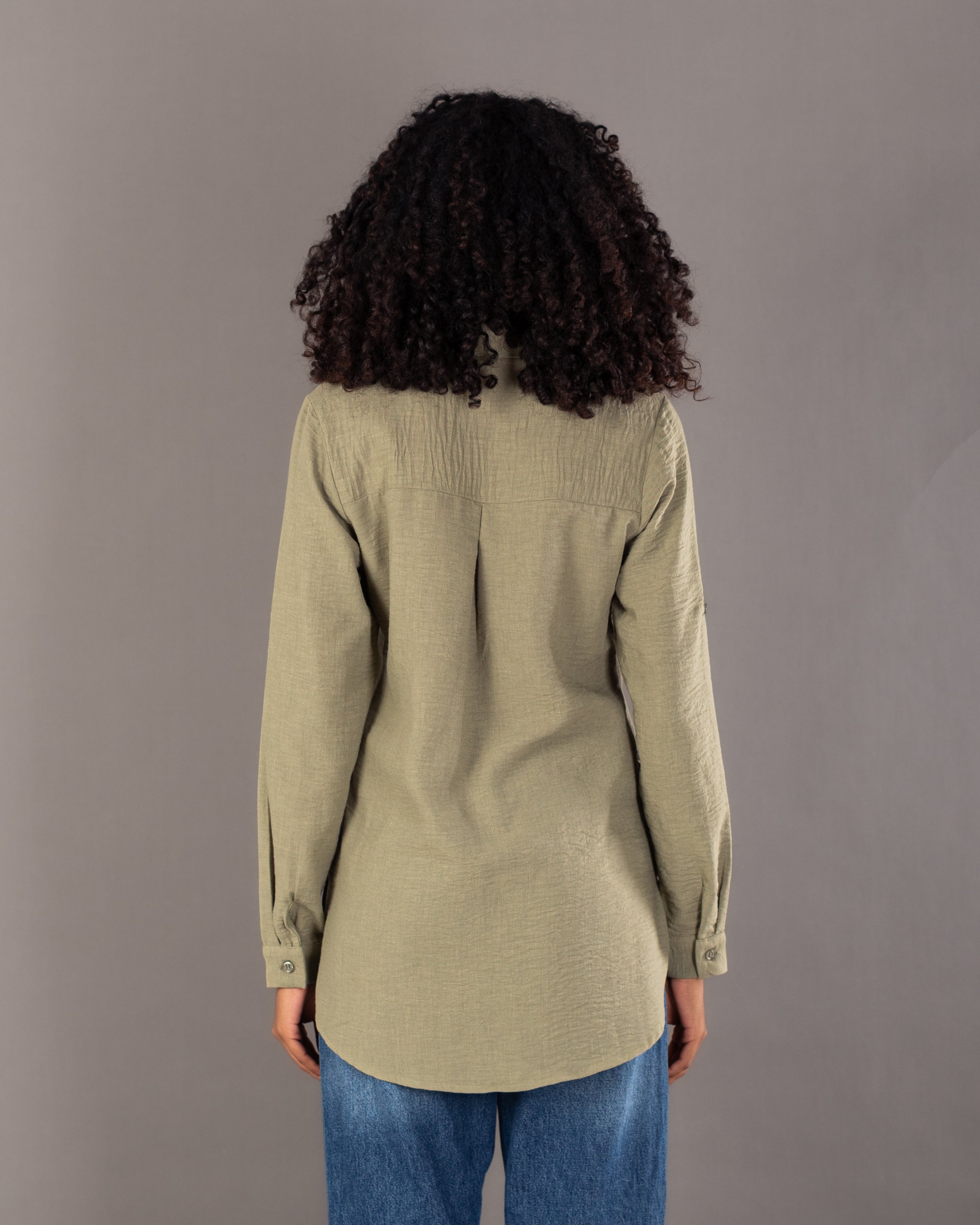 Plain Linen Shirt - With Side Buttons