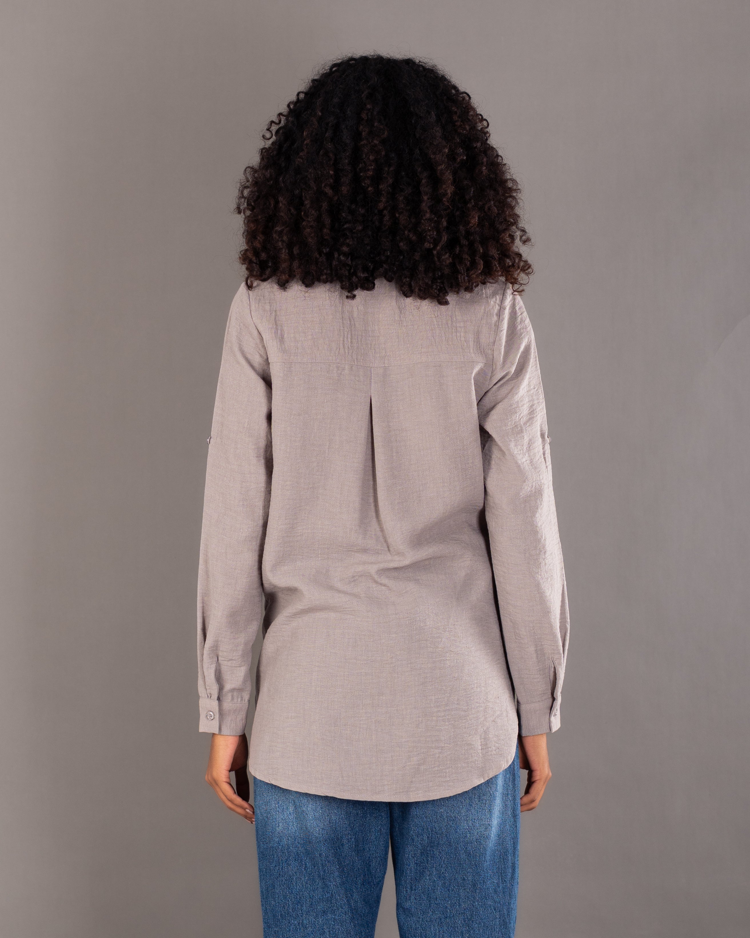 Plain Linen Shirt - With Side Buttons