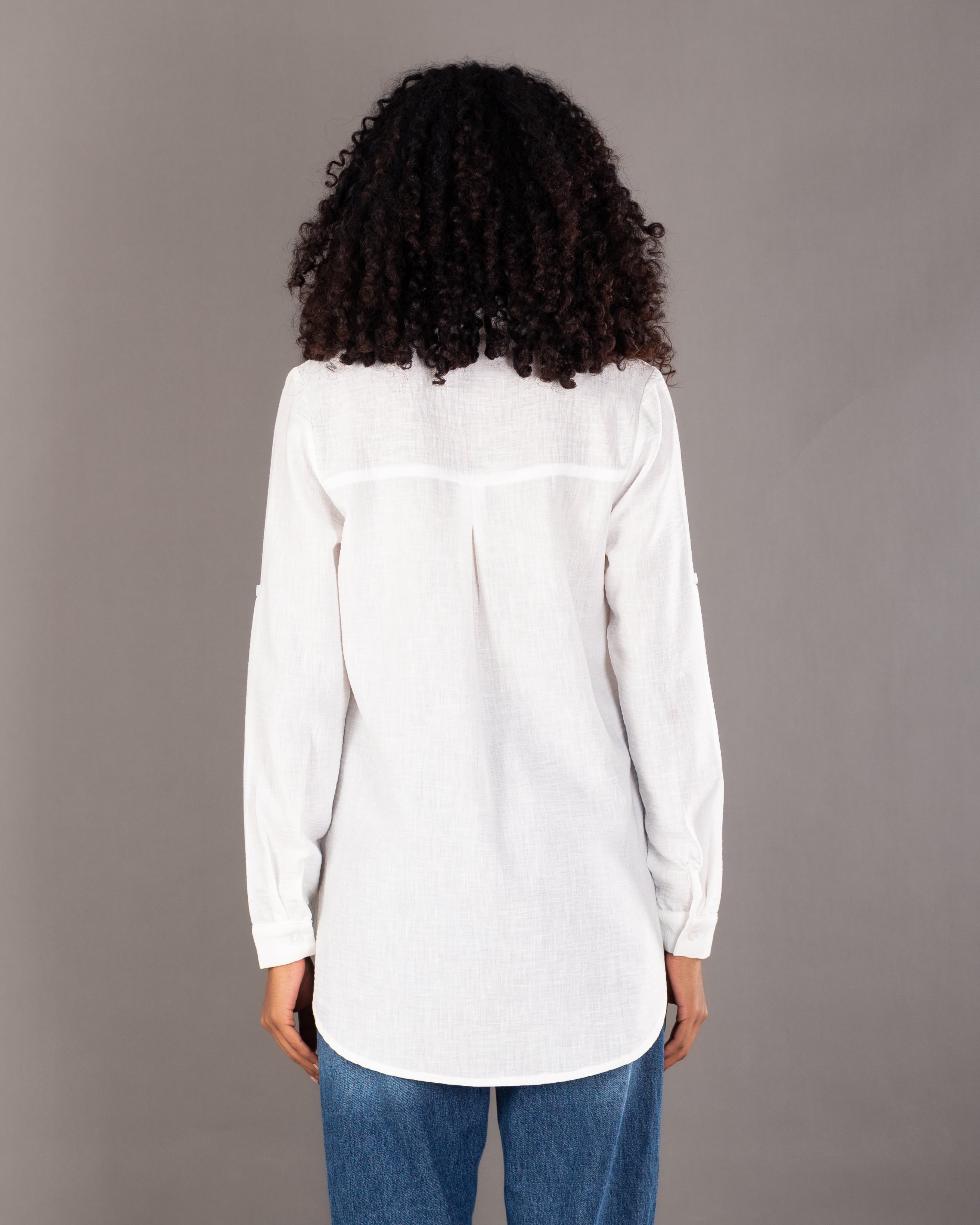 Plain Linen Shirt - With Side Buttons