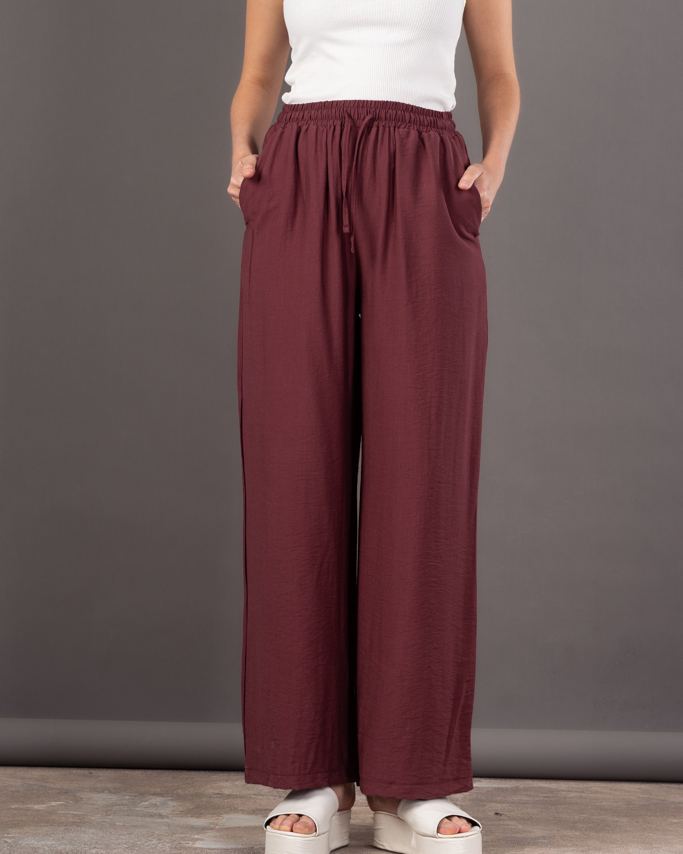 Plain Colored - Trouser With Drawstring