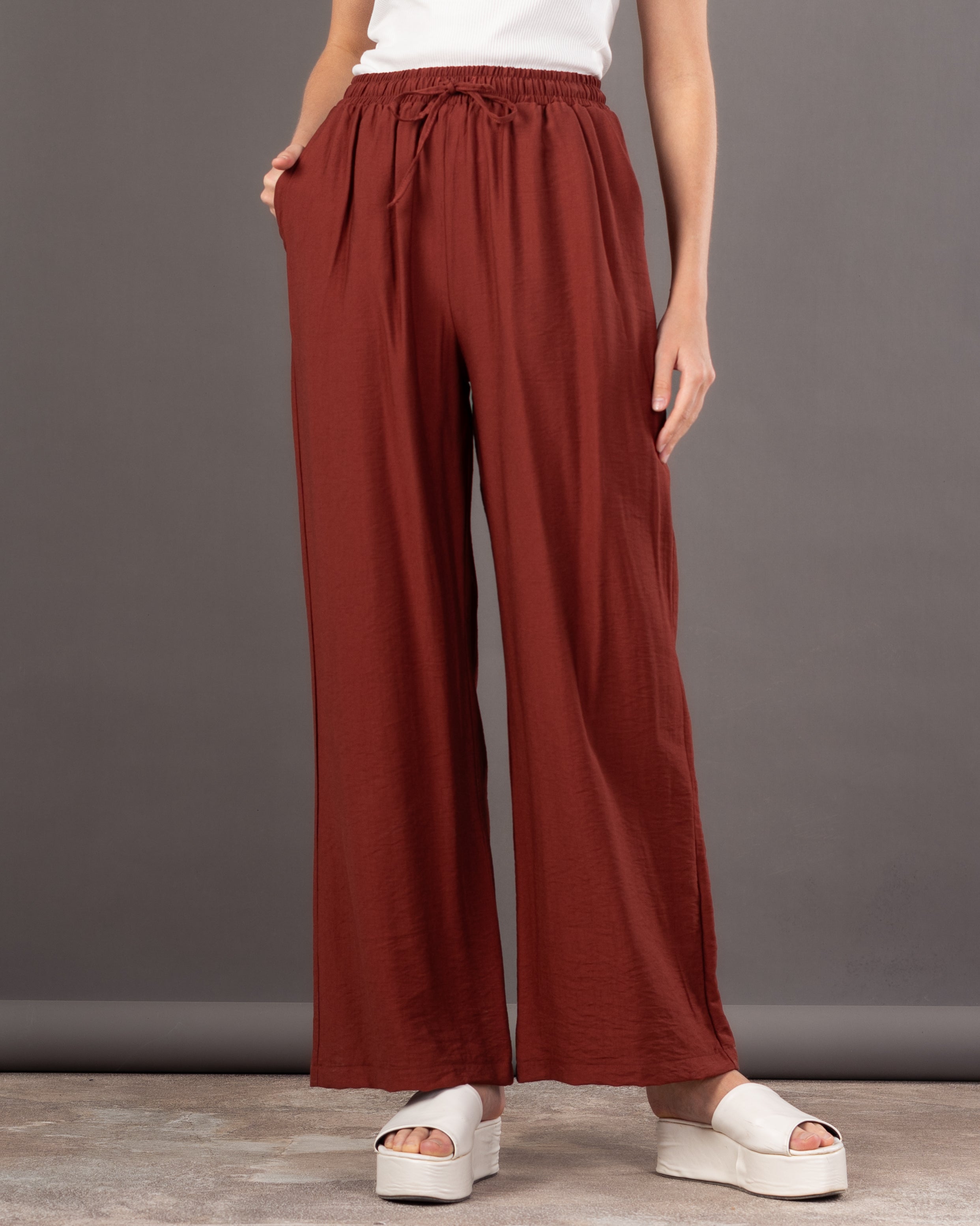 Plain Colored - Trouser With Drawstring