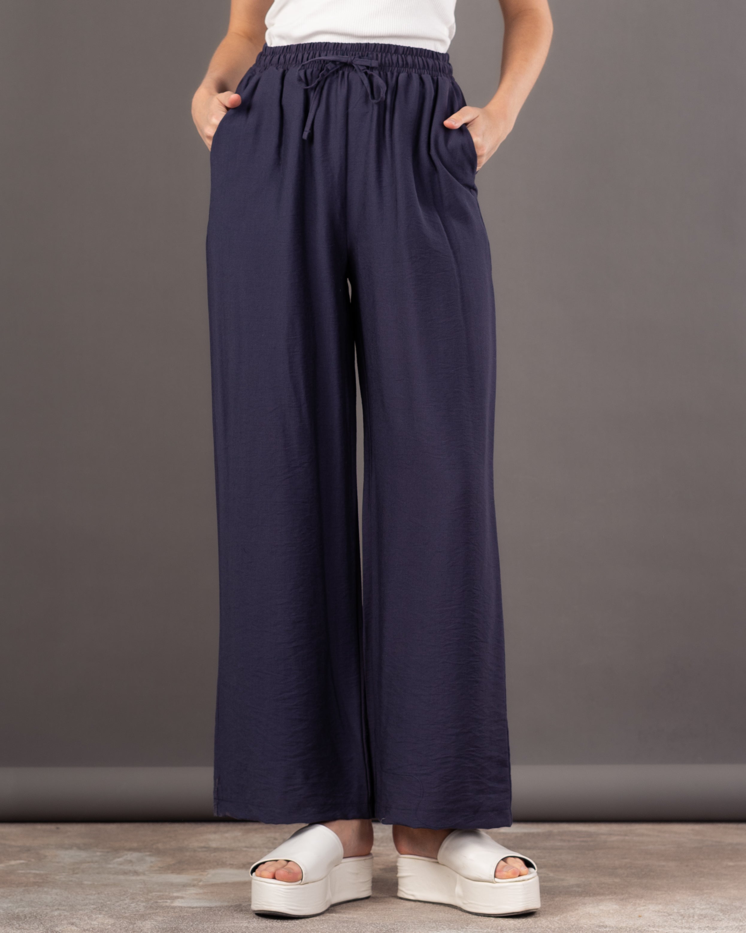 Plain Colored - Trouser With Drawstring