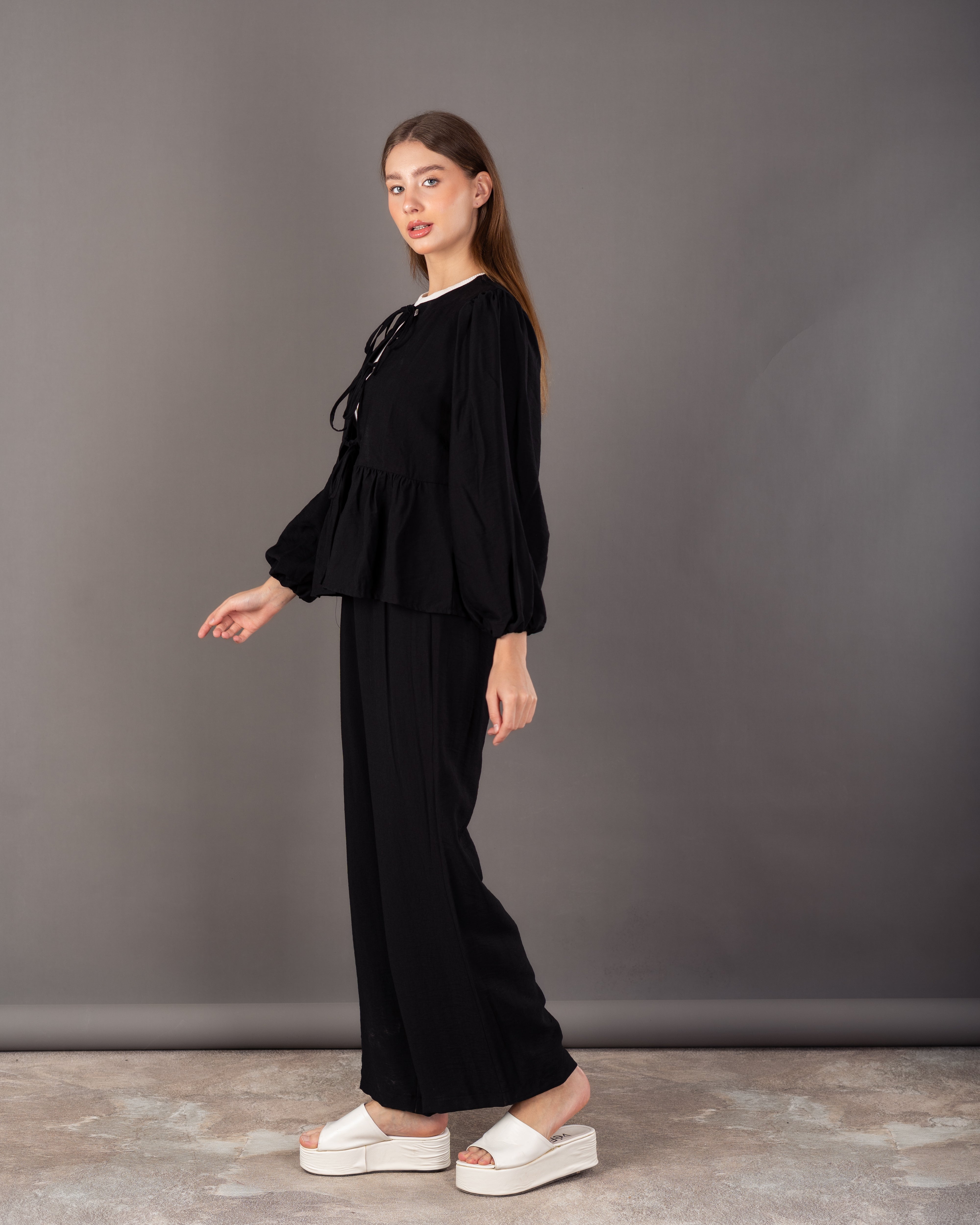 Wide Blouse - With Front Tie