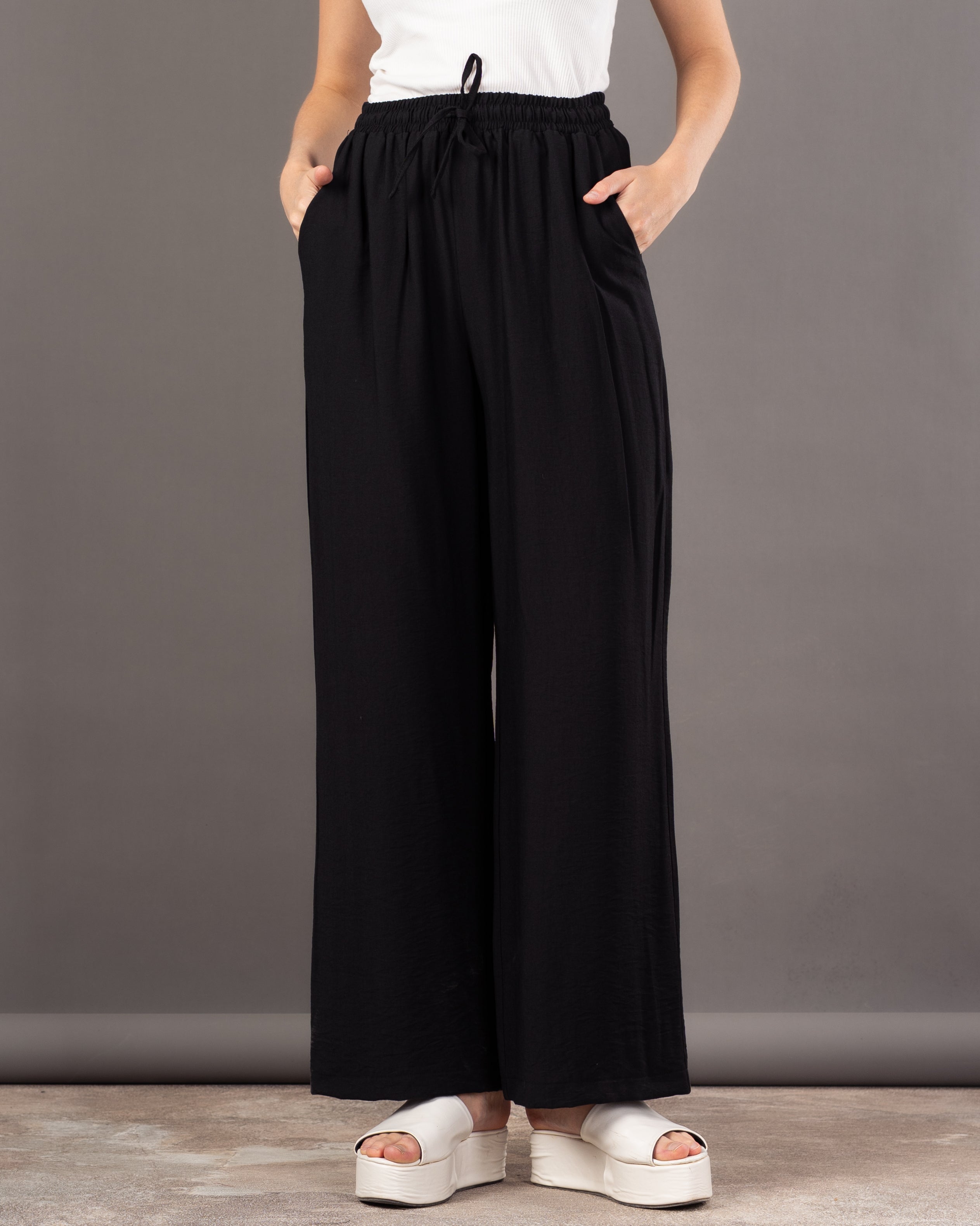 Plain Colored - Trouser With Drawstring