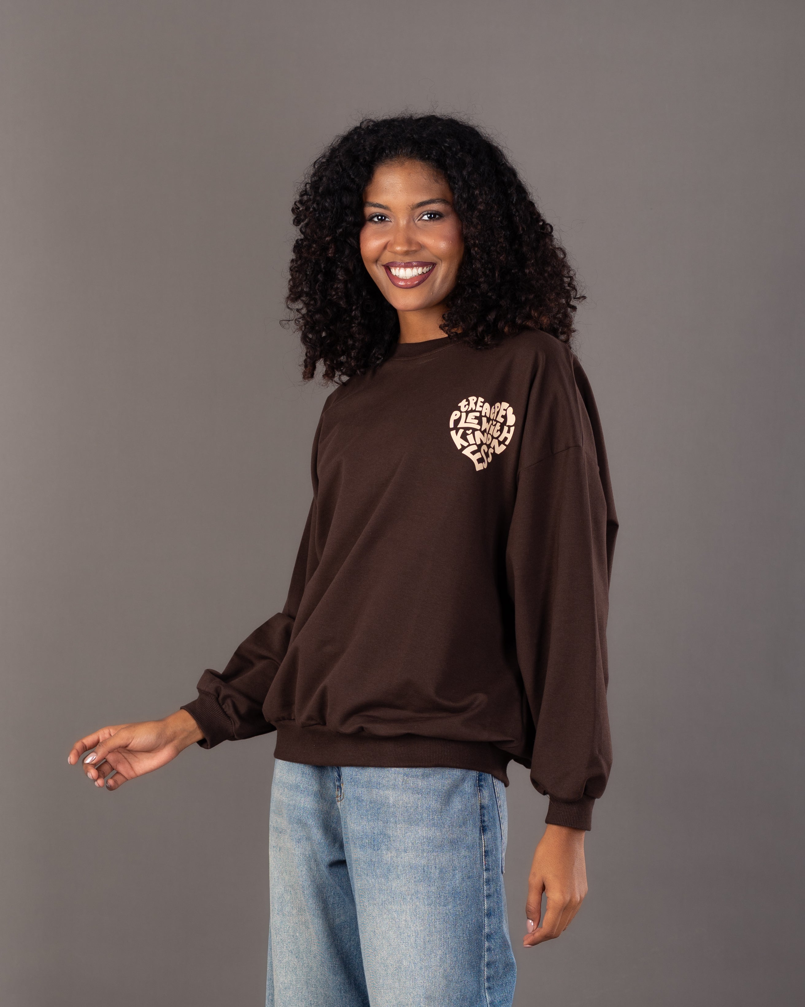 Heart Text Back - Print Sweatshirt
