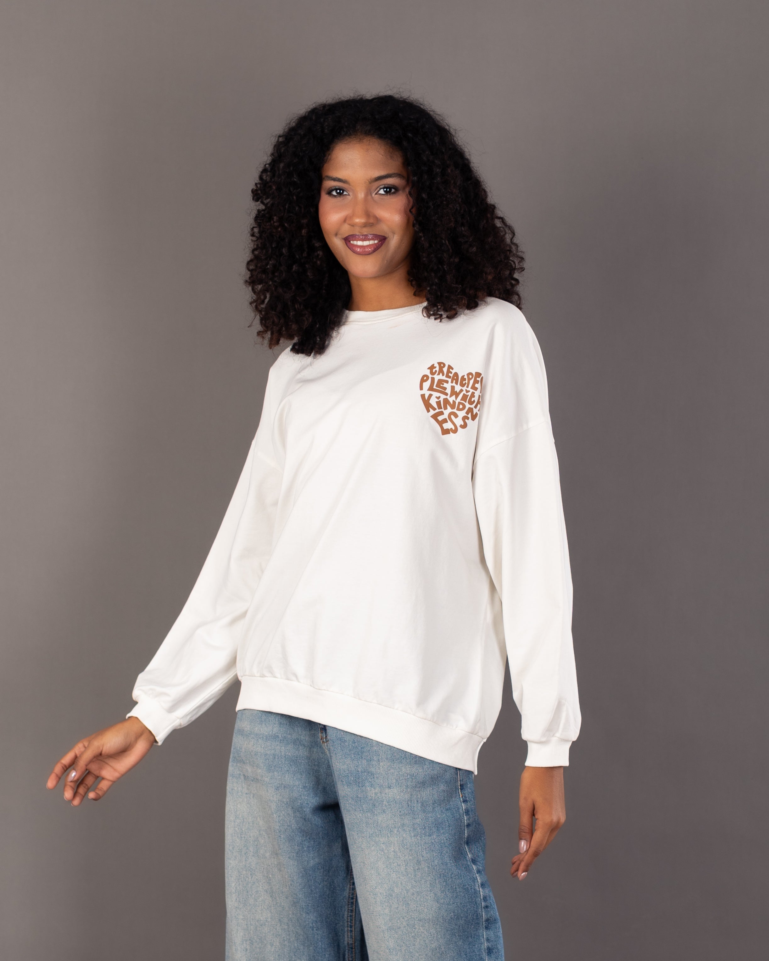Heart Text Back - Print Sweatshirt