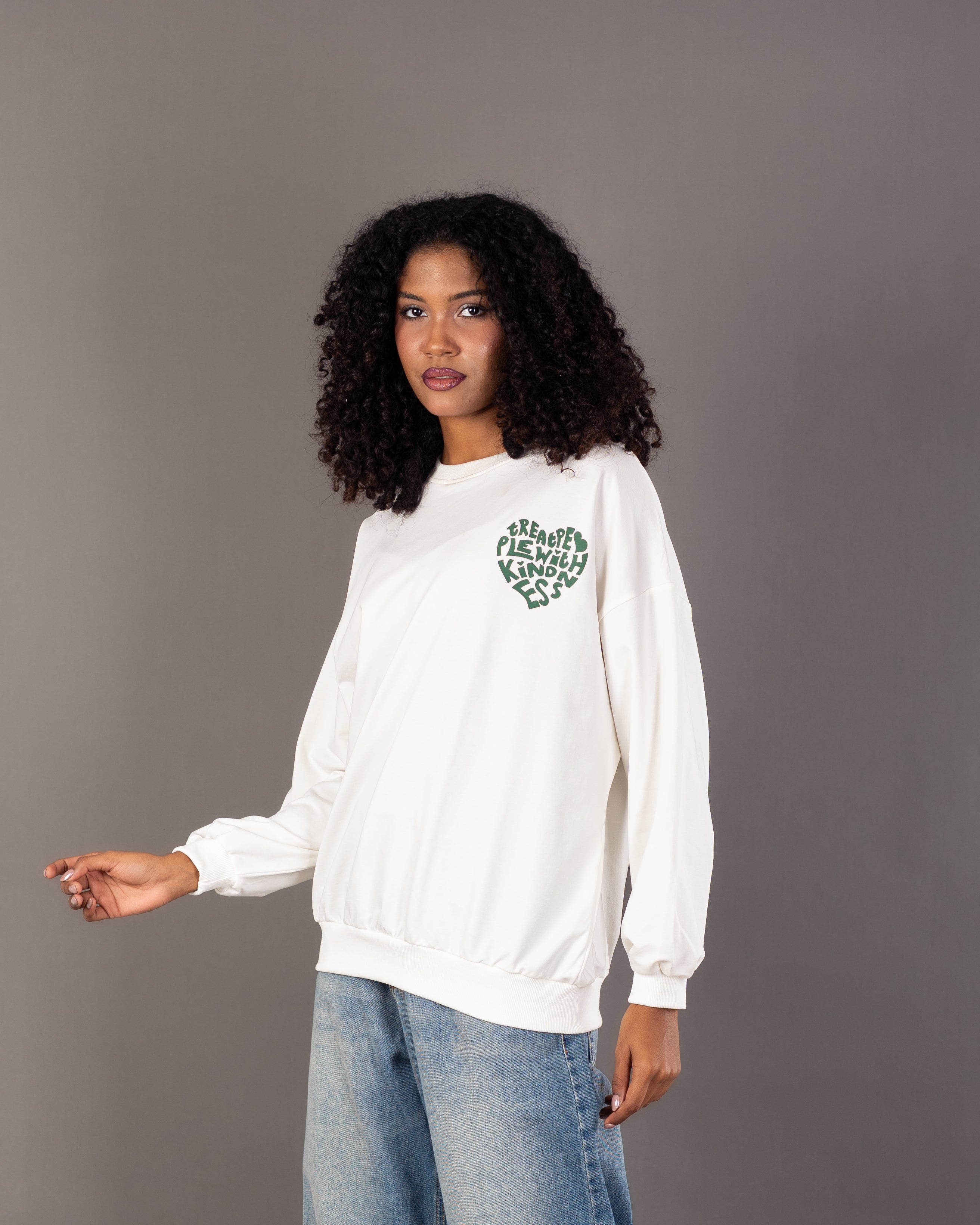 Heart Text Back - Print Sweatshirt