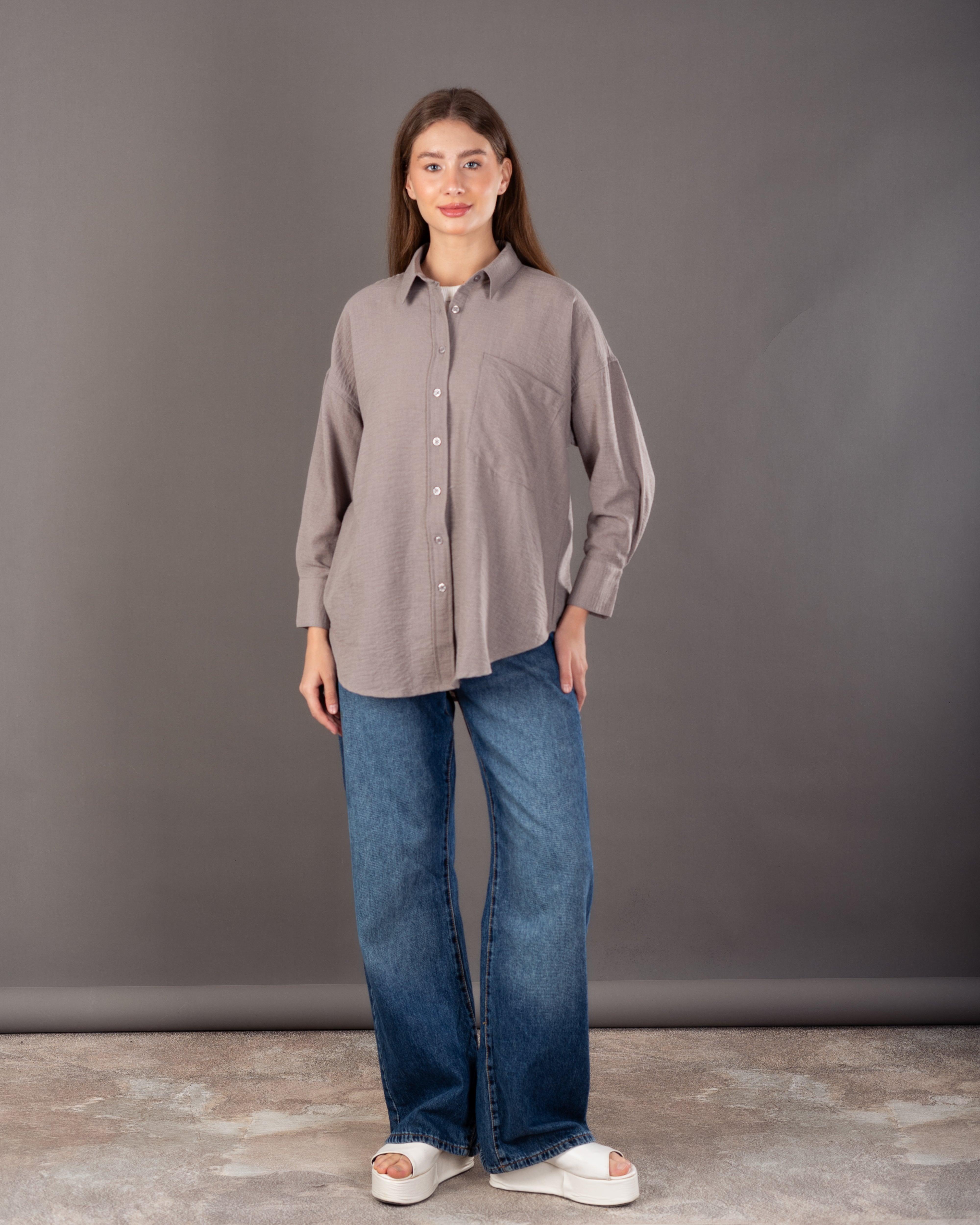 Plain Linen Shirt - With Large Chest Pocket